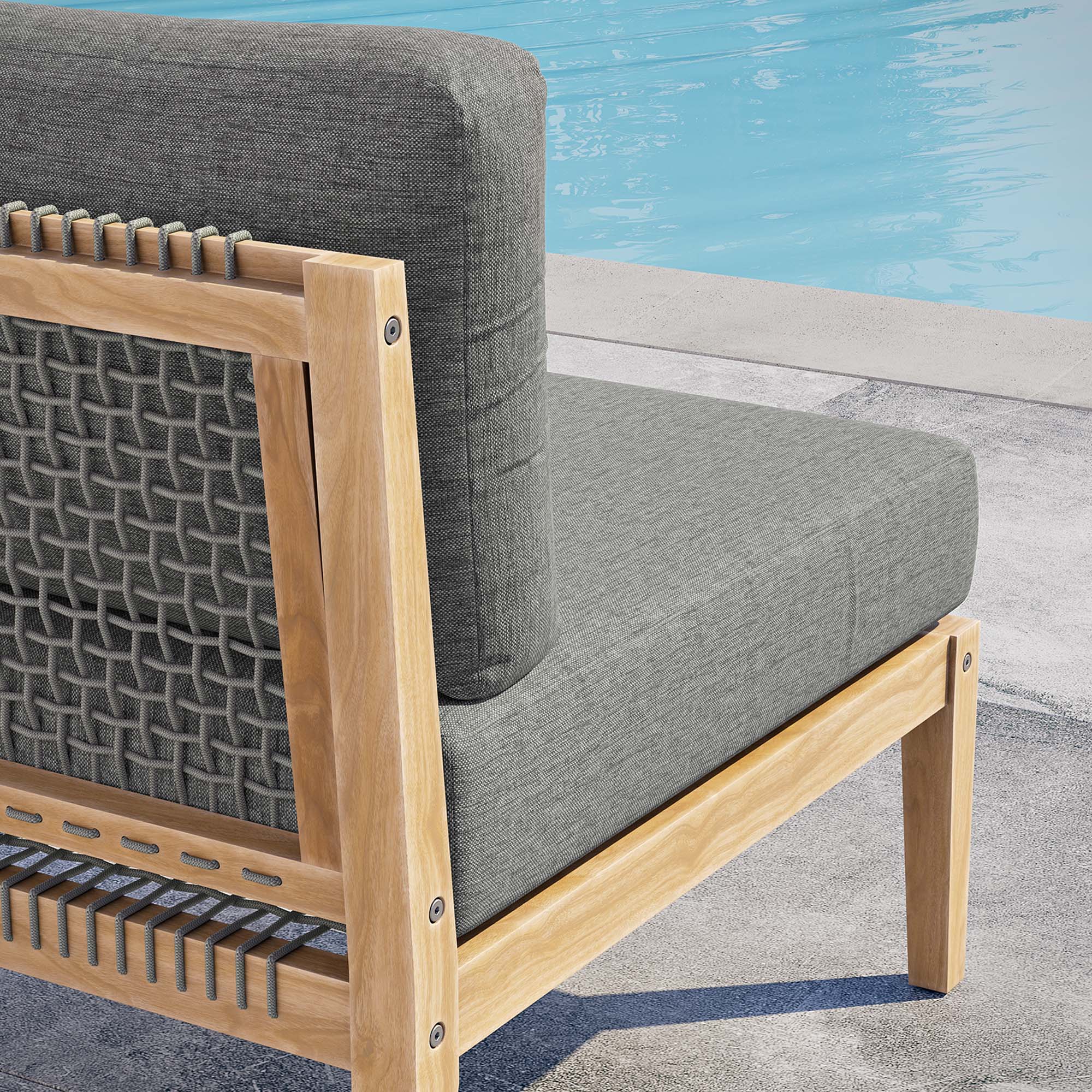 Clearwater Outdoor Patio Teak Wood Armless Chair, Gray Graphite
