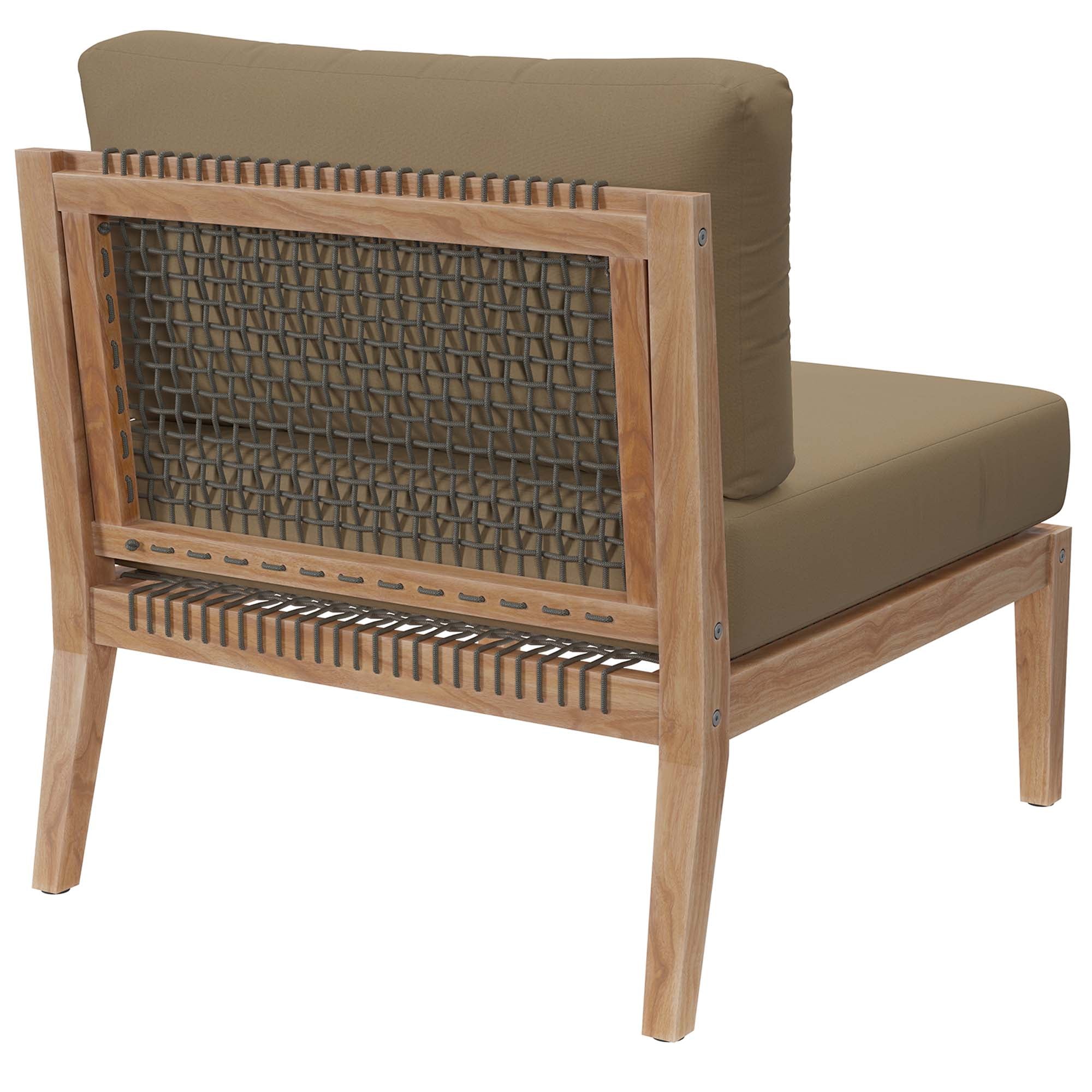 Clearwater Outdoor Patio Teak Wood Armless Chair, Gray Light Brown