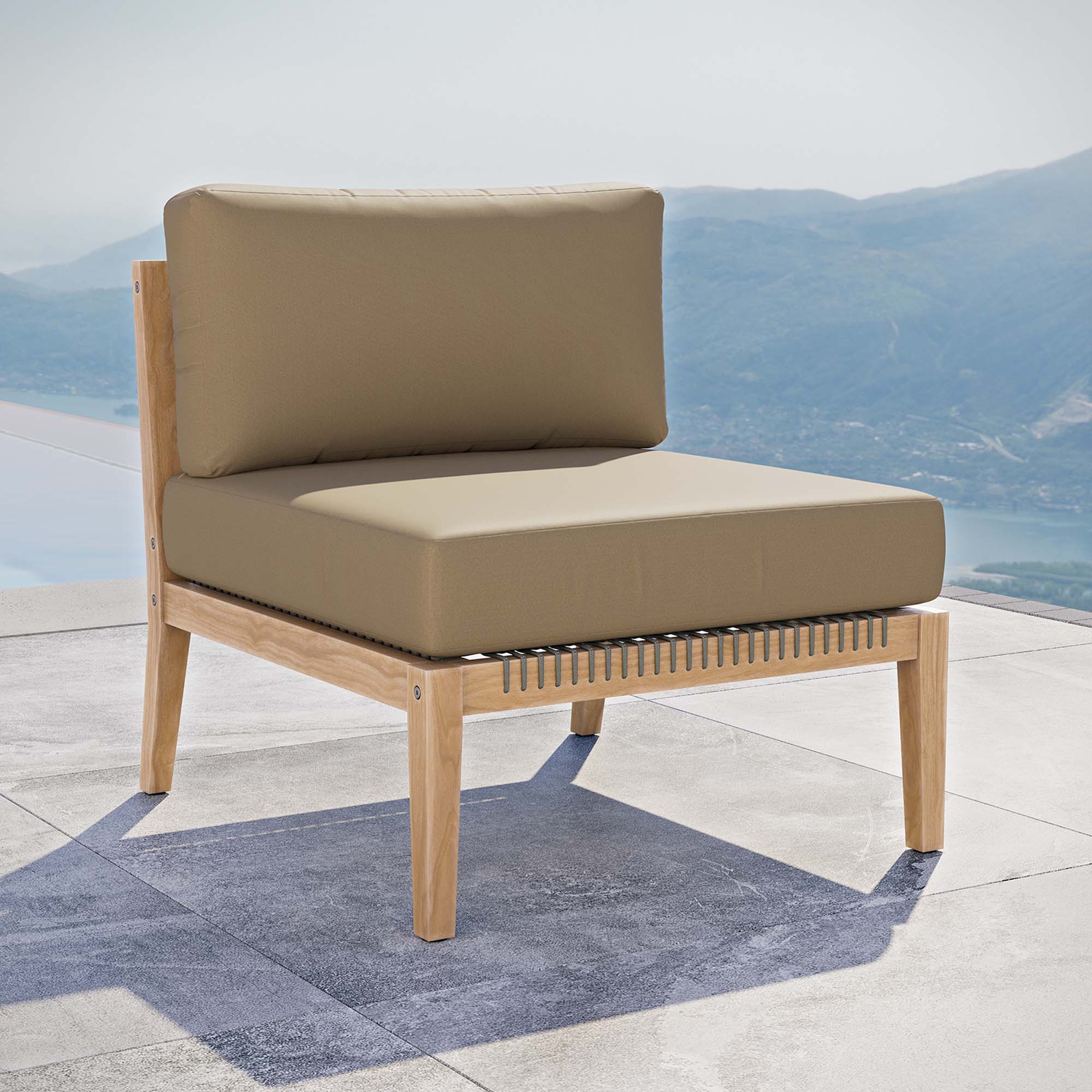 Clearwater Outdoor Patio Teak Wood Armless Chair, Gray Light Brown