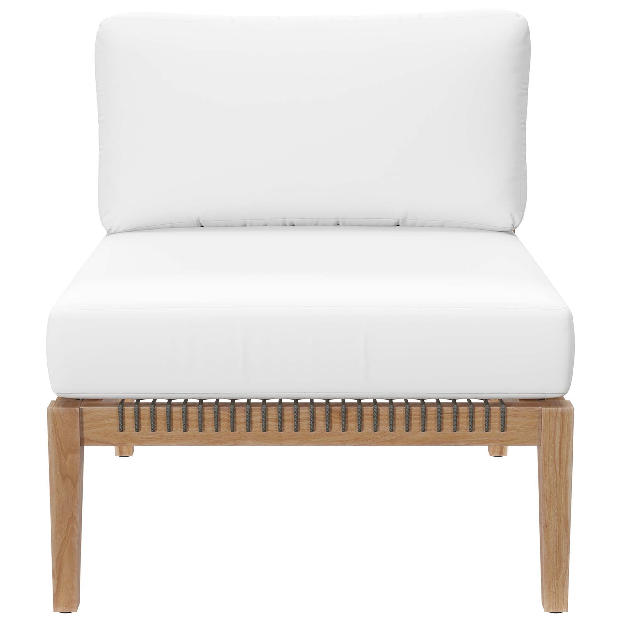 Clearwater Outdoor Patio Teak Wood Armless Chair, Gray White
