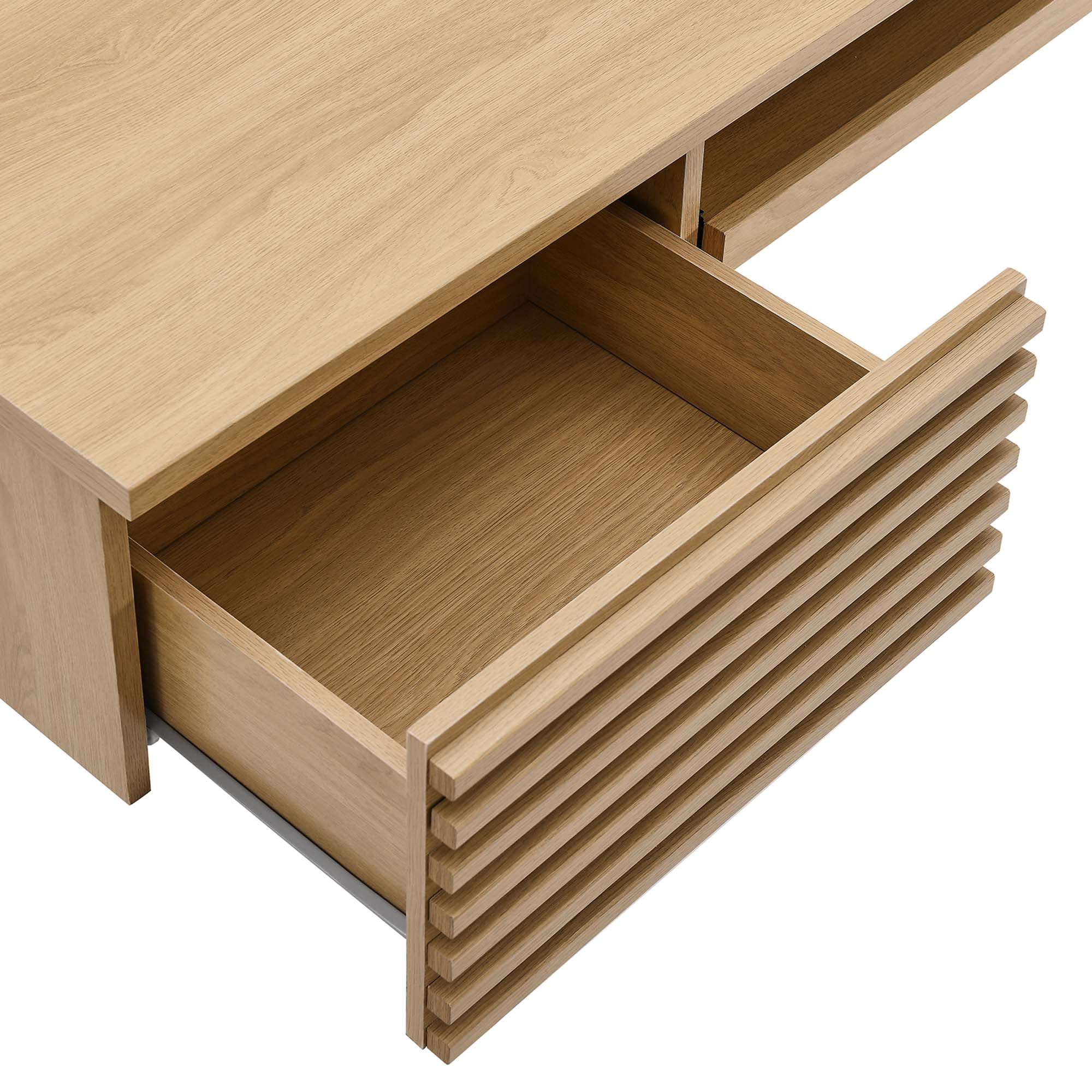 Render Wall Mount Wood Office Desk, Oak