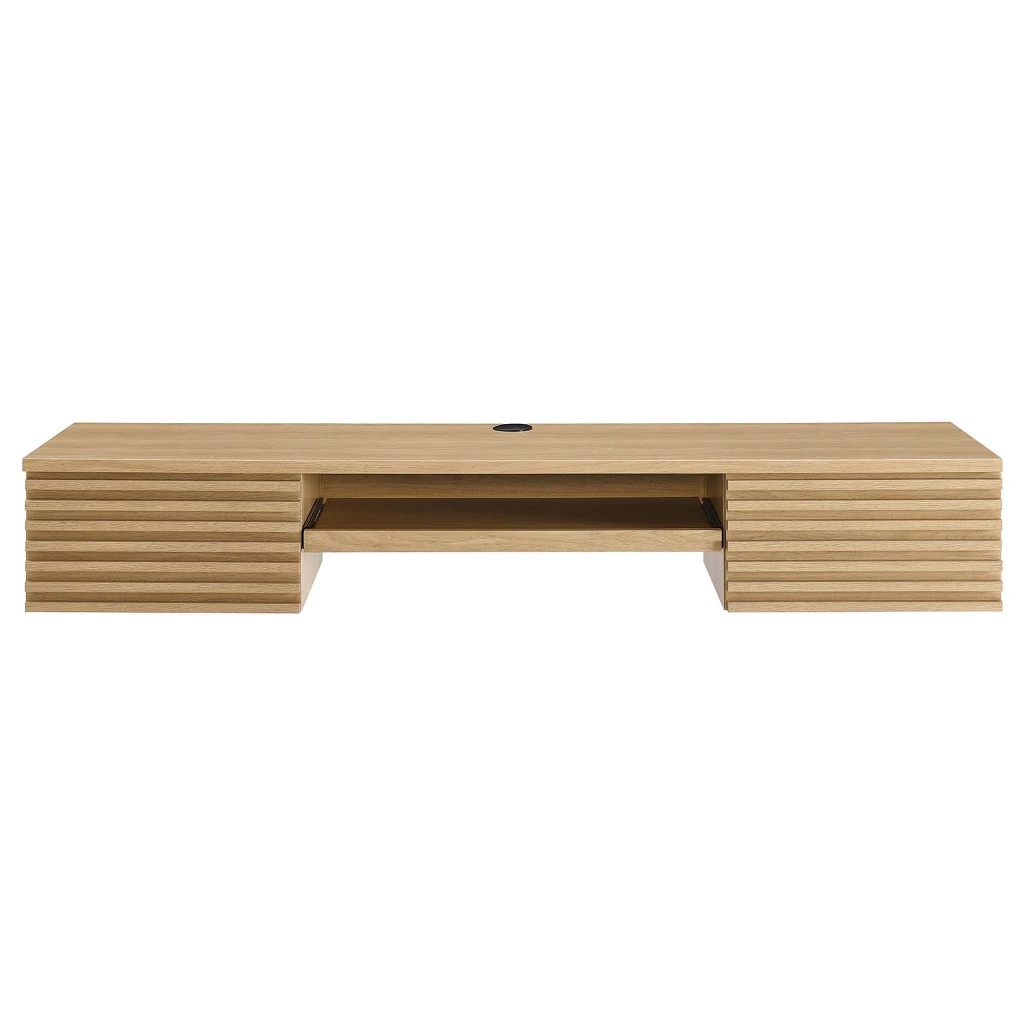 Render Wall Mount Wood Office Desk, Oak
