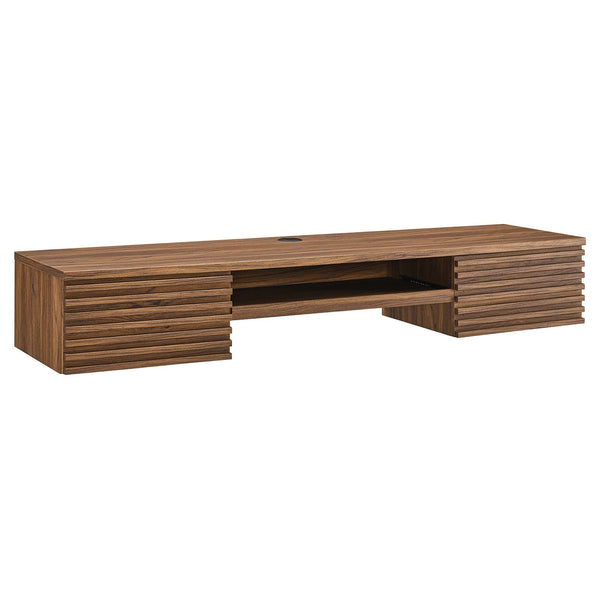 Render Wall Mount Wood Office Desk, Walnut