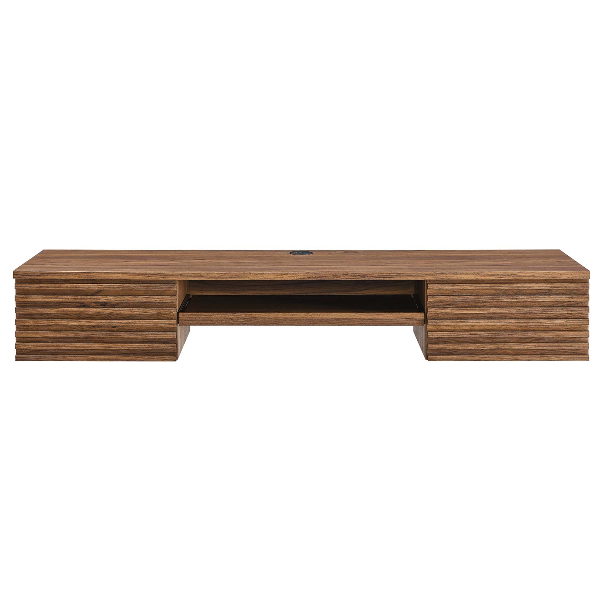 Render Wall Mount Wood Office Desk, Walnut