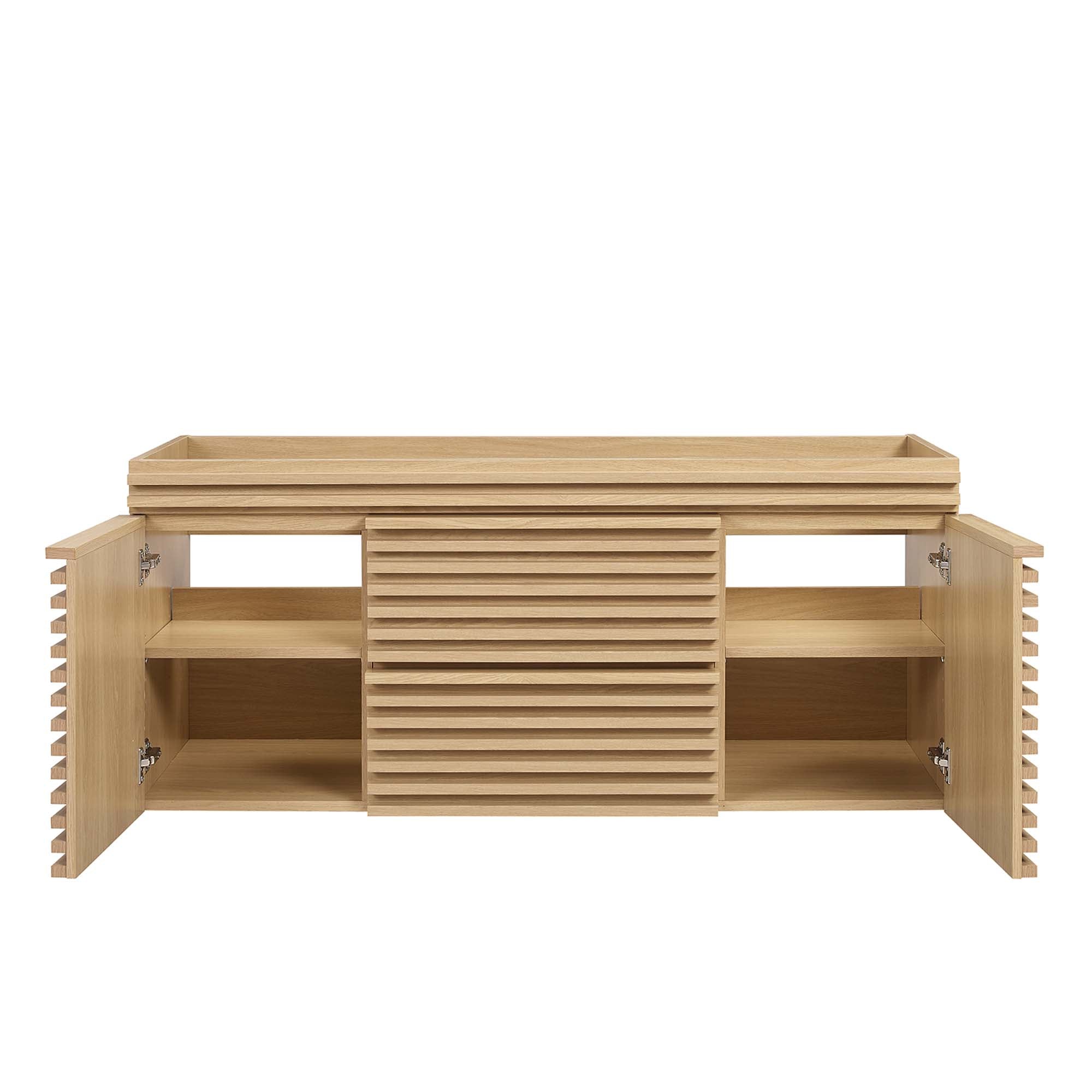 Render 48" Single Sink Compatible (Not Included) Bathroom Vanity Cabinet, Oak