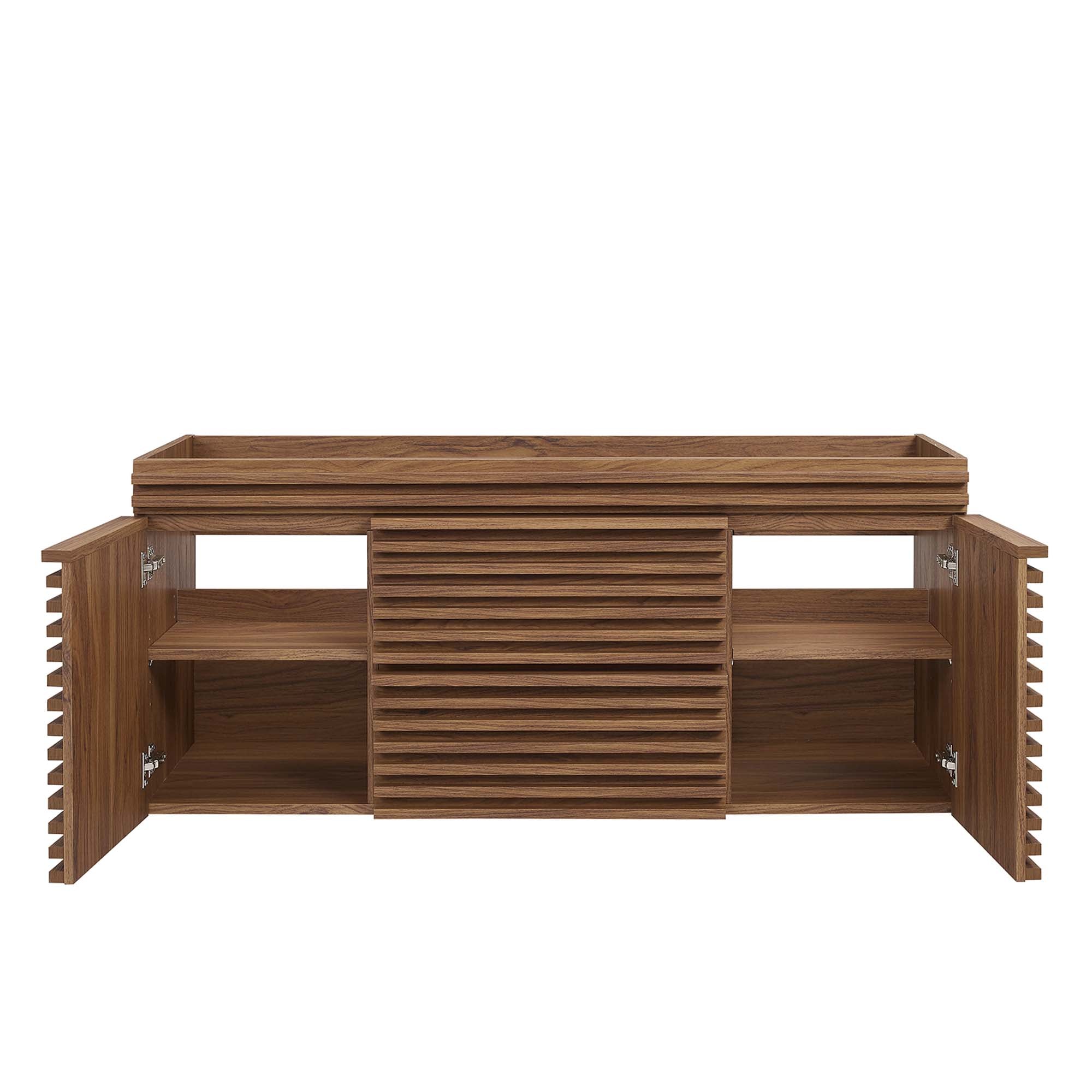 Render 48" Single Sink Compatible (Not Included) Bathroom Vanity Cabinet, Walnut