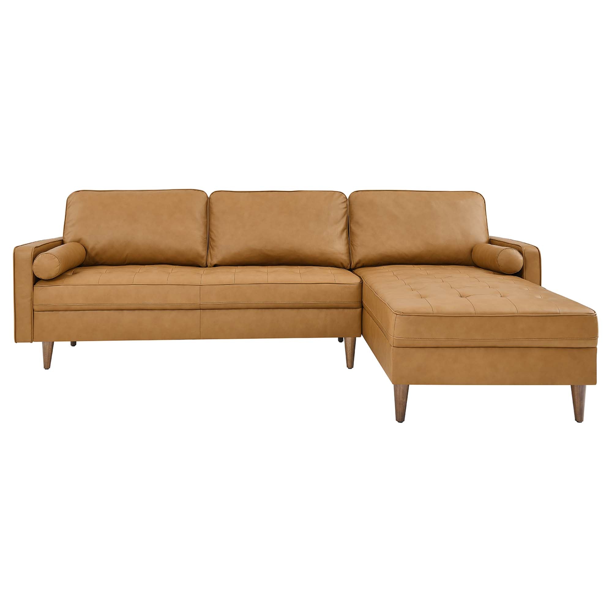 Valour 98" Leather Sectional Sofa, Tan