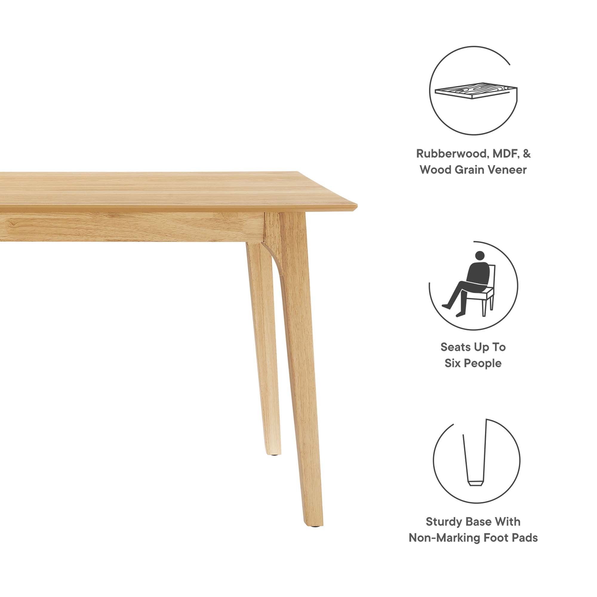 Juxtapose 63" Rectangle Dining Table, Oak Oak