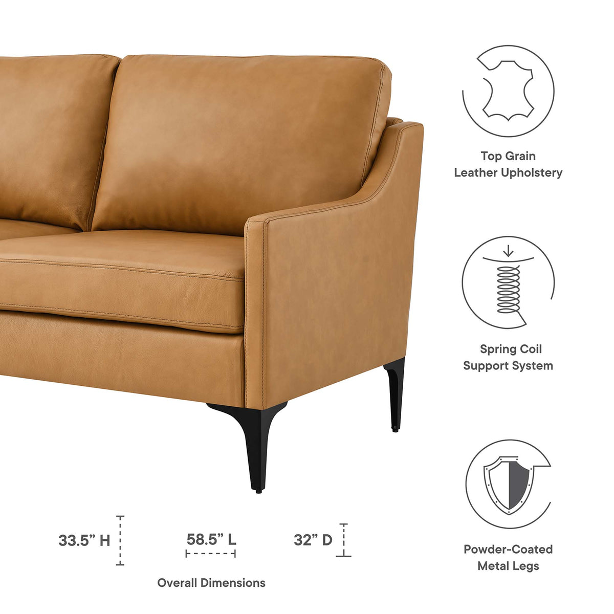 Corland Leather Loveseat, Tan