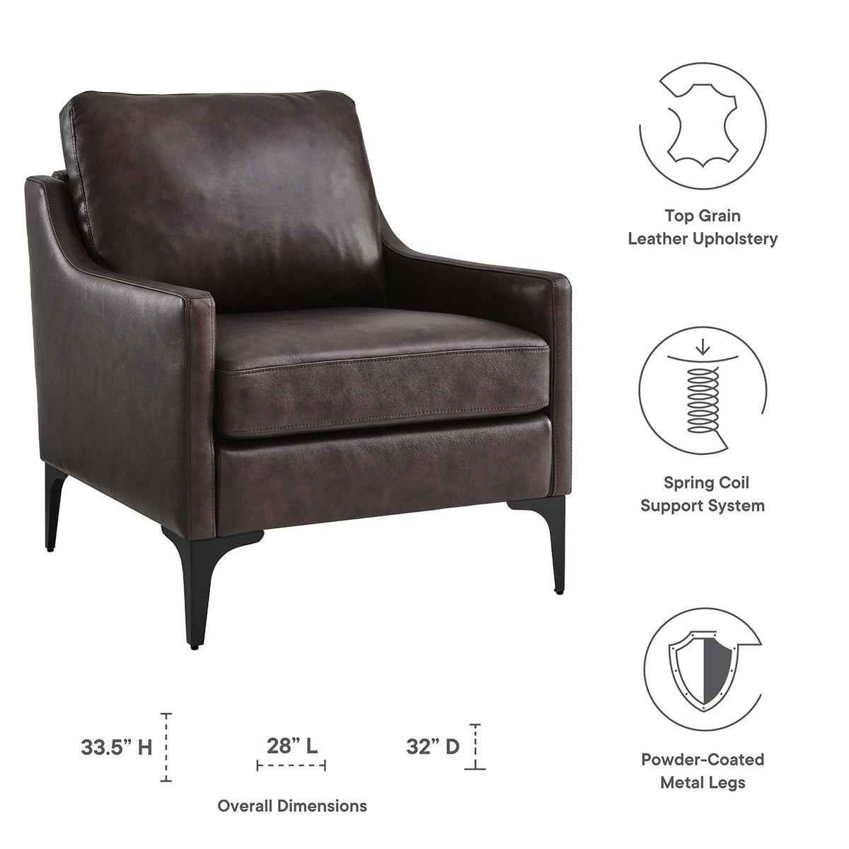 Corland Leather Armchair, Brown