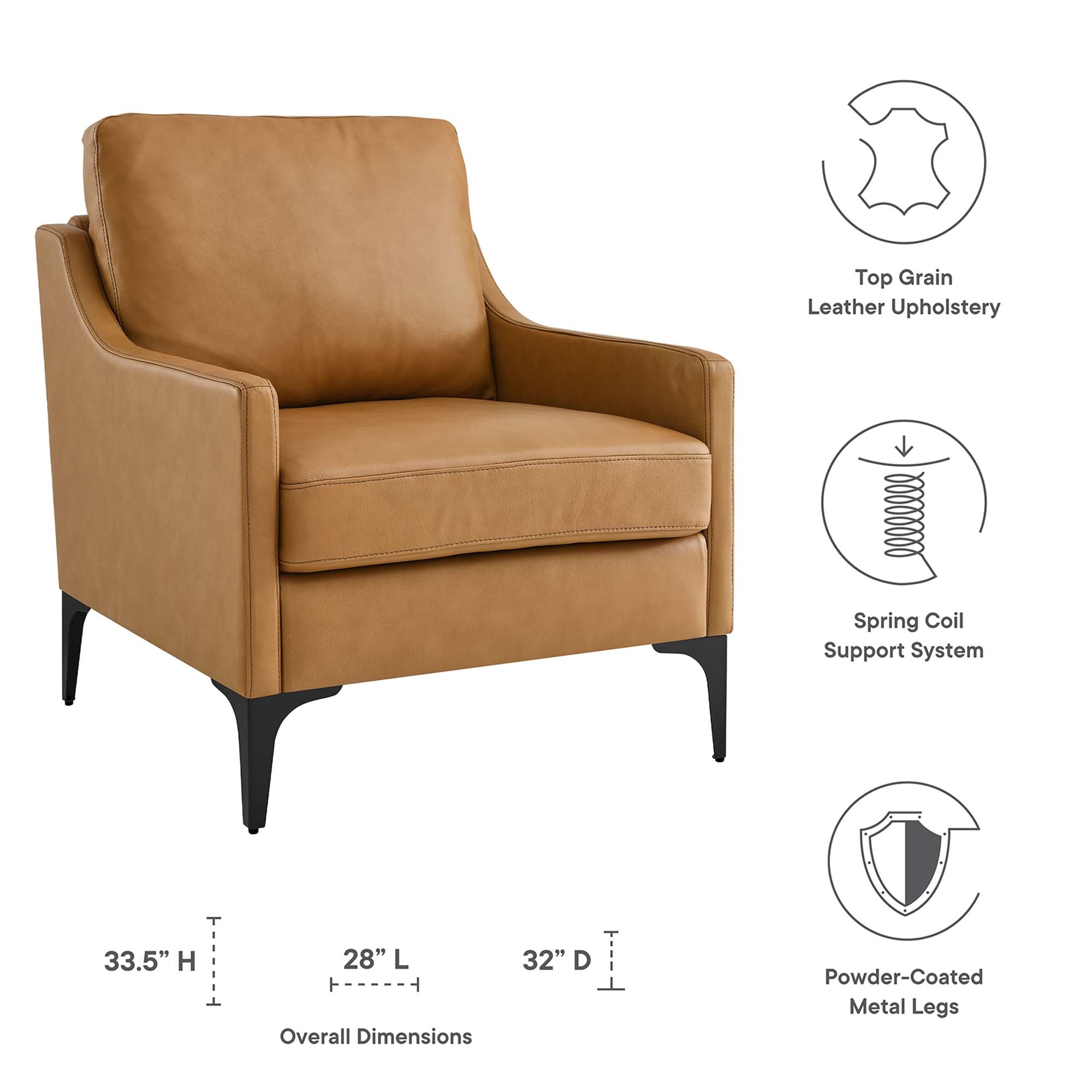 Corland Leather Armchair, Tan