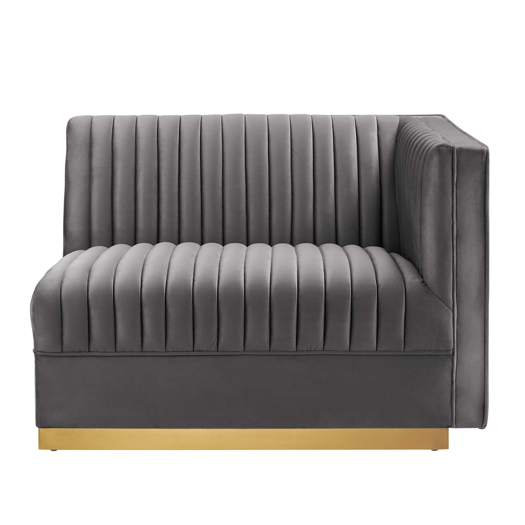 Sanguine Channel Tufted Performance Velvet Modular Sectional Sofa Right-Arm Chair, Gray