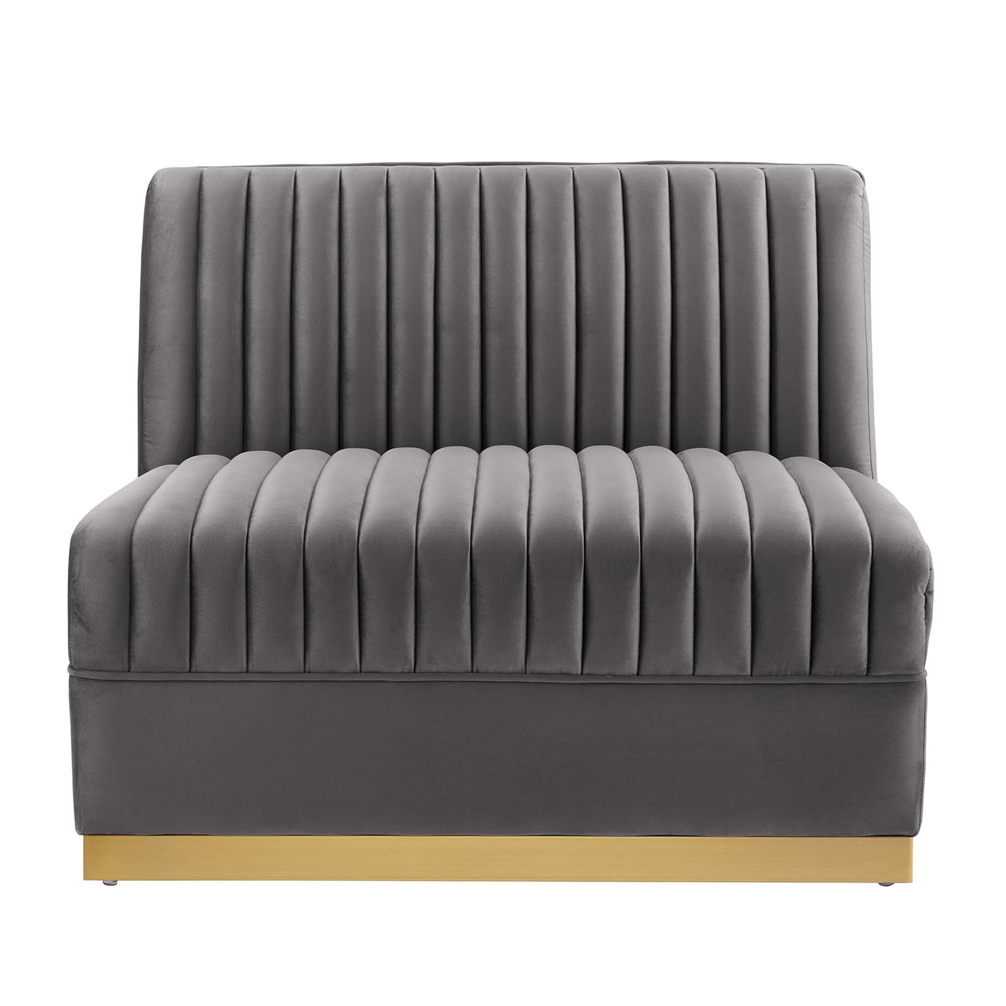 Sanguine Channel Tufted Performance Velvet Modular Sectional Sofa Armless Chair, Gray