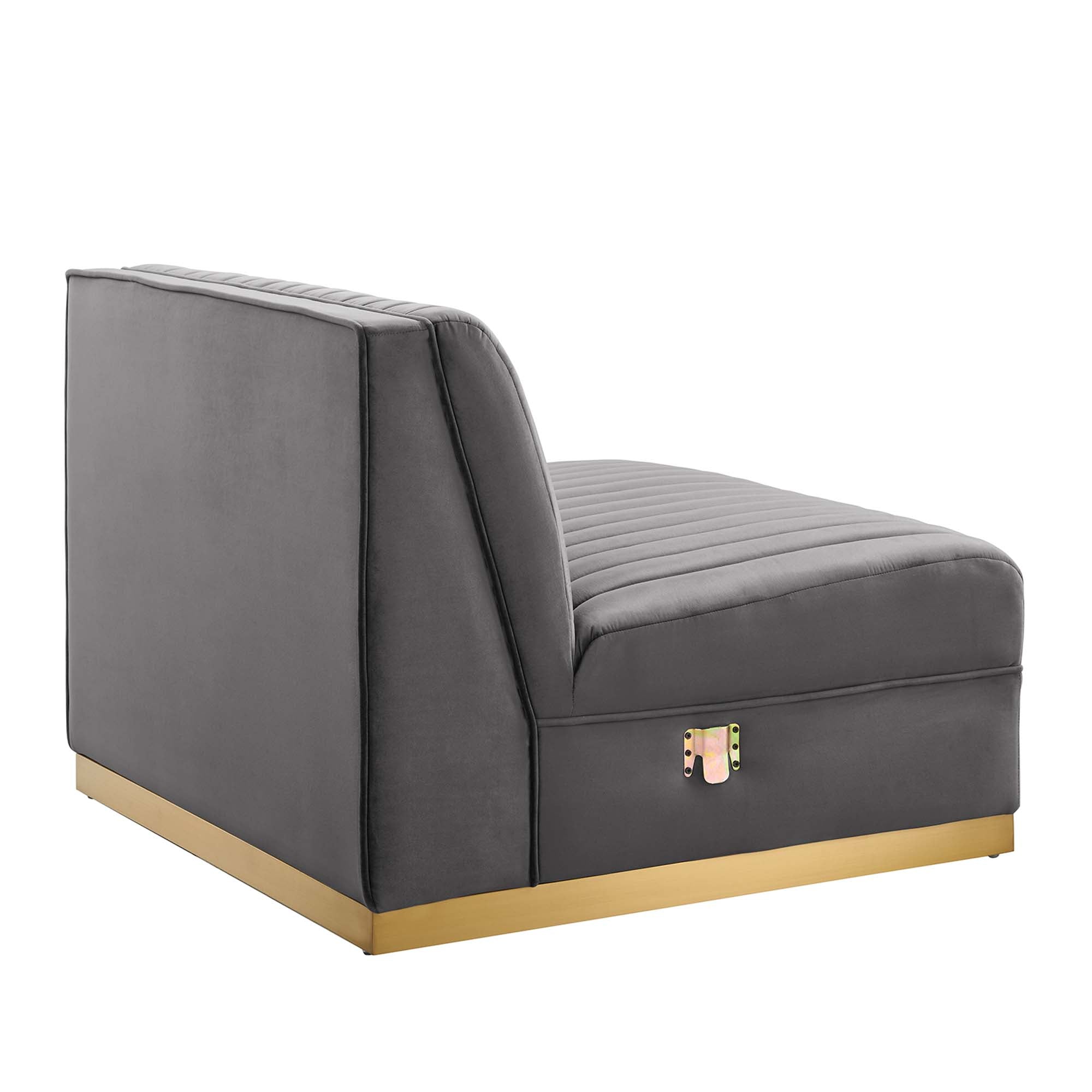 Sanguine Channel Tufted Performance Velvet Modular Sectional Sofa Armless Chair, Gray
