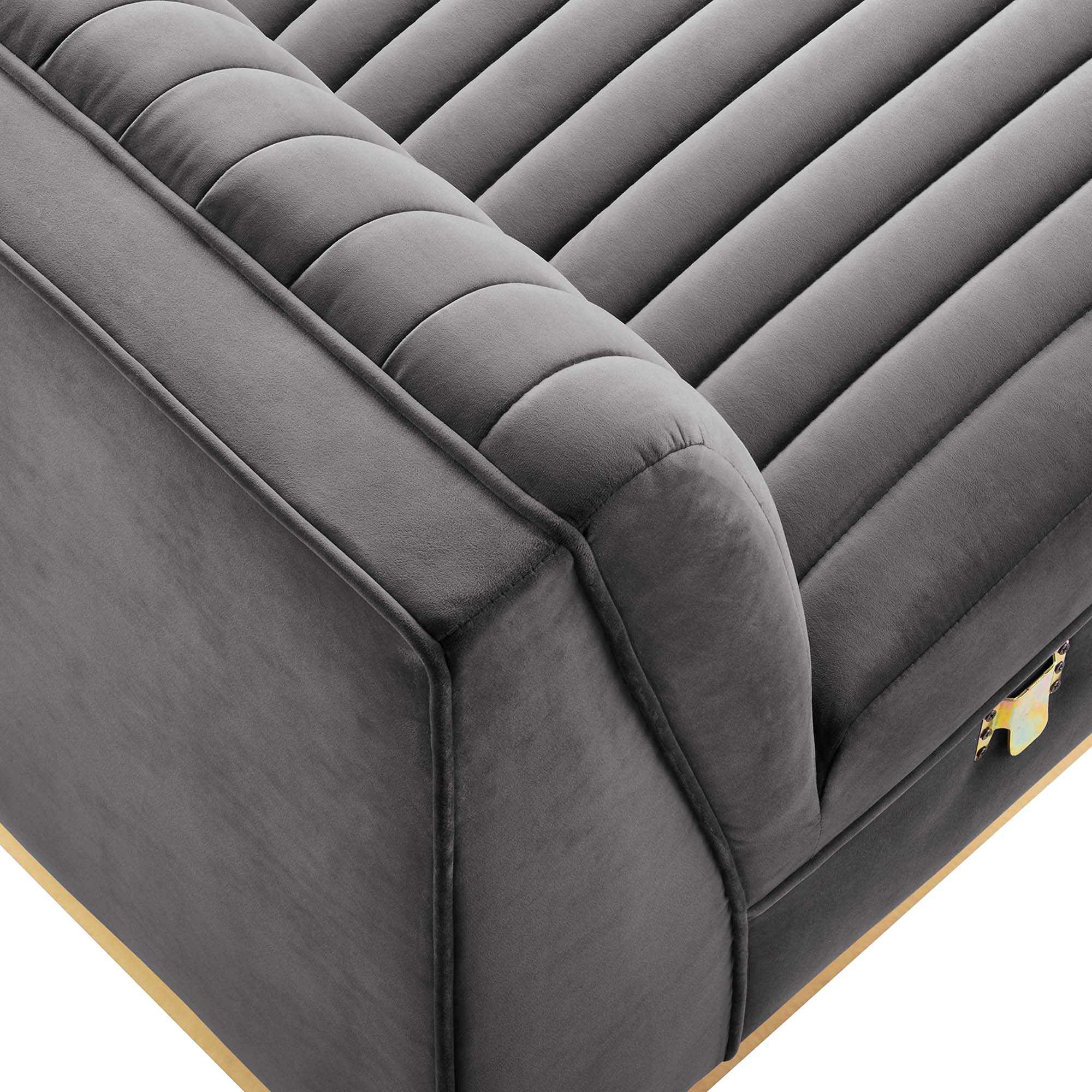 Sanguine Channel Tufted Performance Velvet Modular Sectional Sofa Armless Chair, Gray