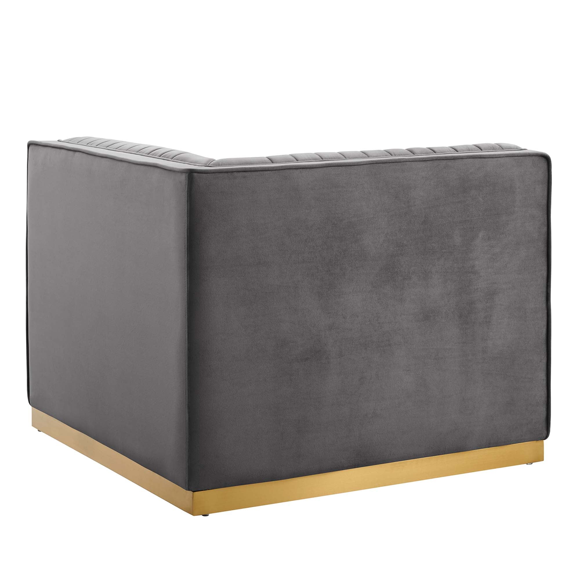 Sanguine Channel Tufted Performance Velvet Modular Sectional Sofa Right Corner Chair, Gray