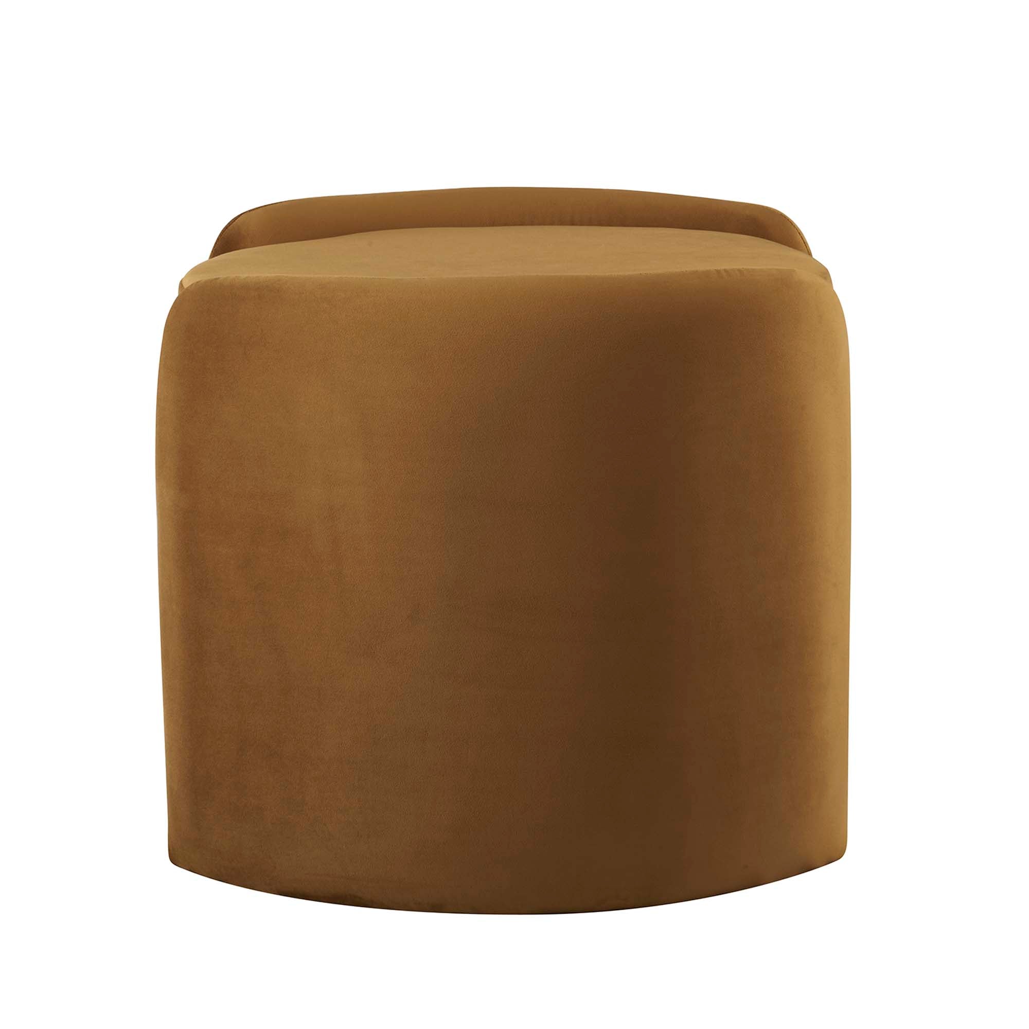 Nebula Upholstered Performance Velvet Ottoman, Cognac