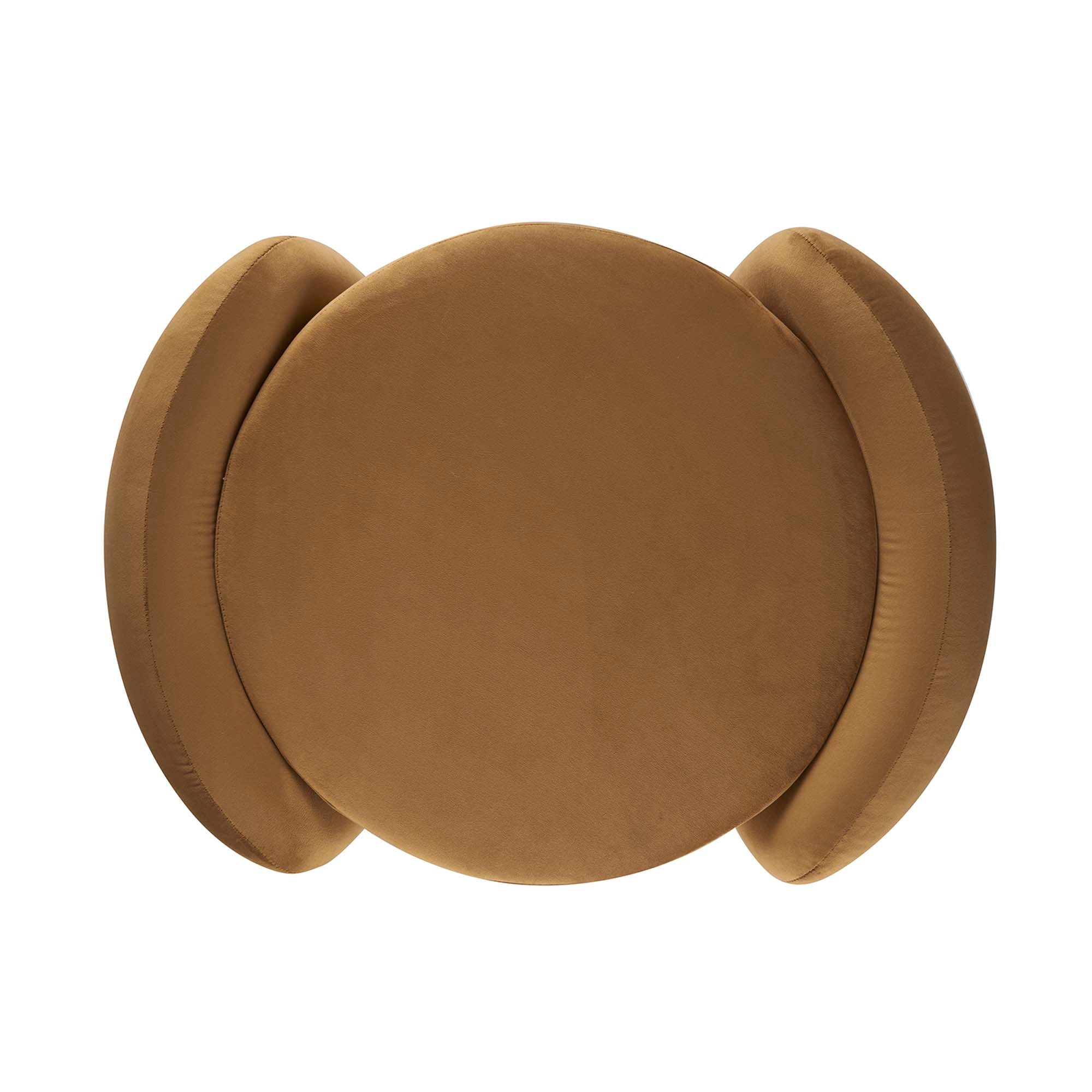 Nebula Upholstered Performance Velvet Ottoman, Cognac