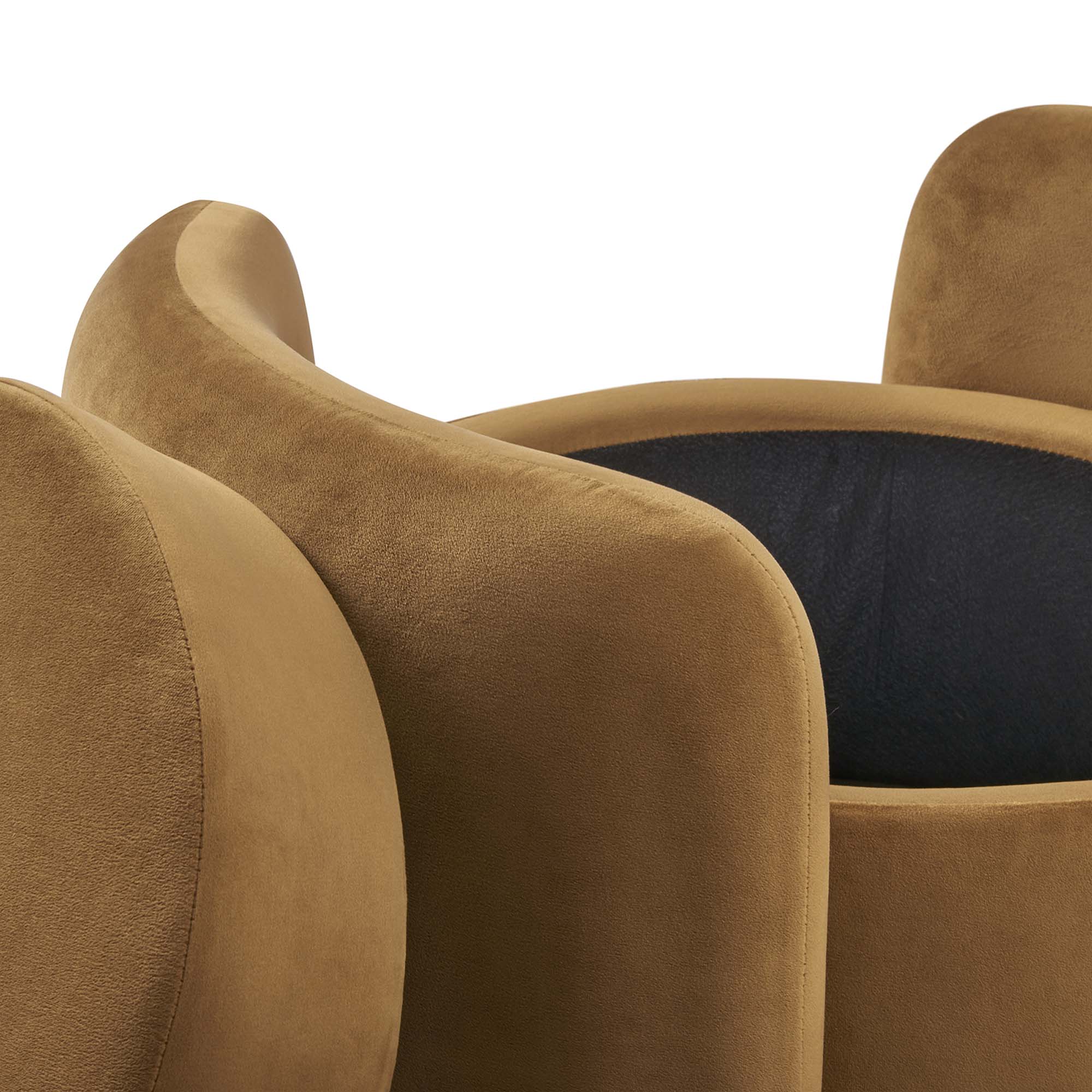 Nebula Upholstered Performance Velvet Ottoman, Cognac