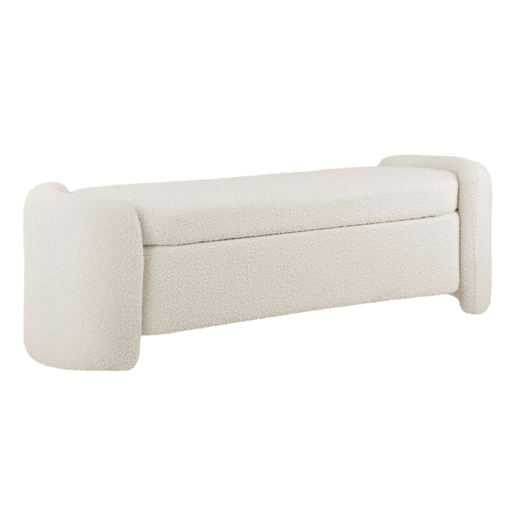 Nebula Boucle Upholstered Bench, Ivory