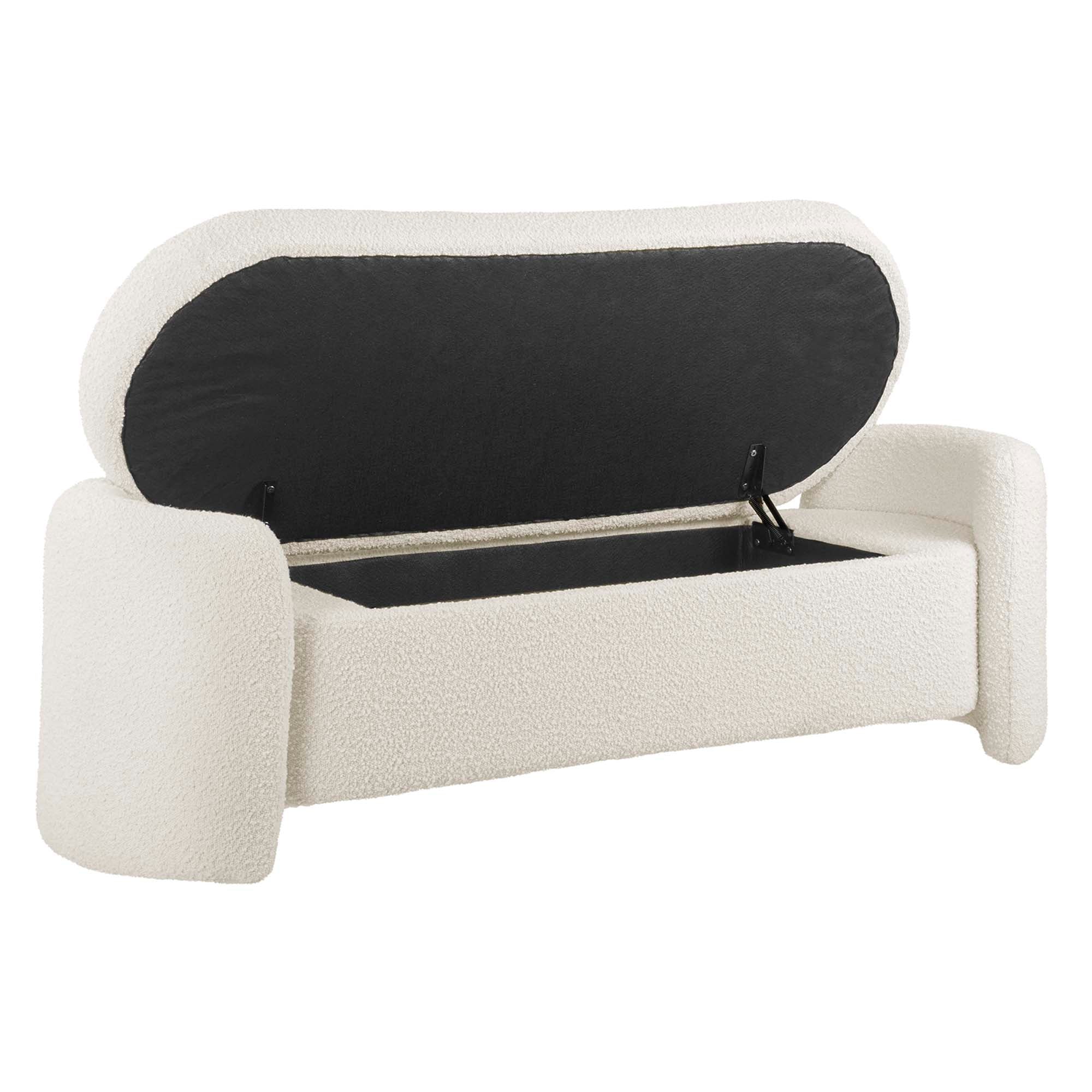 Nebula Boucle Upholstered Bench, Ivory