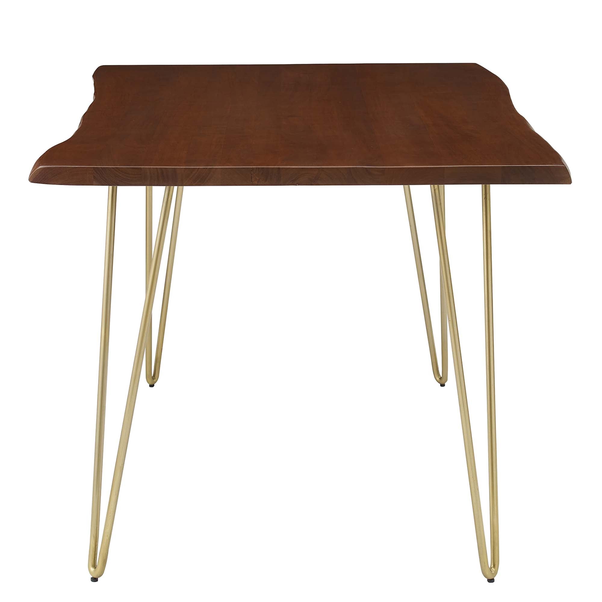 Ardor 60" Live Edge Acacia Wood Acacia Wood Dining Table, Gold Walnut