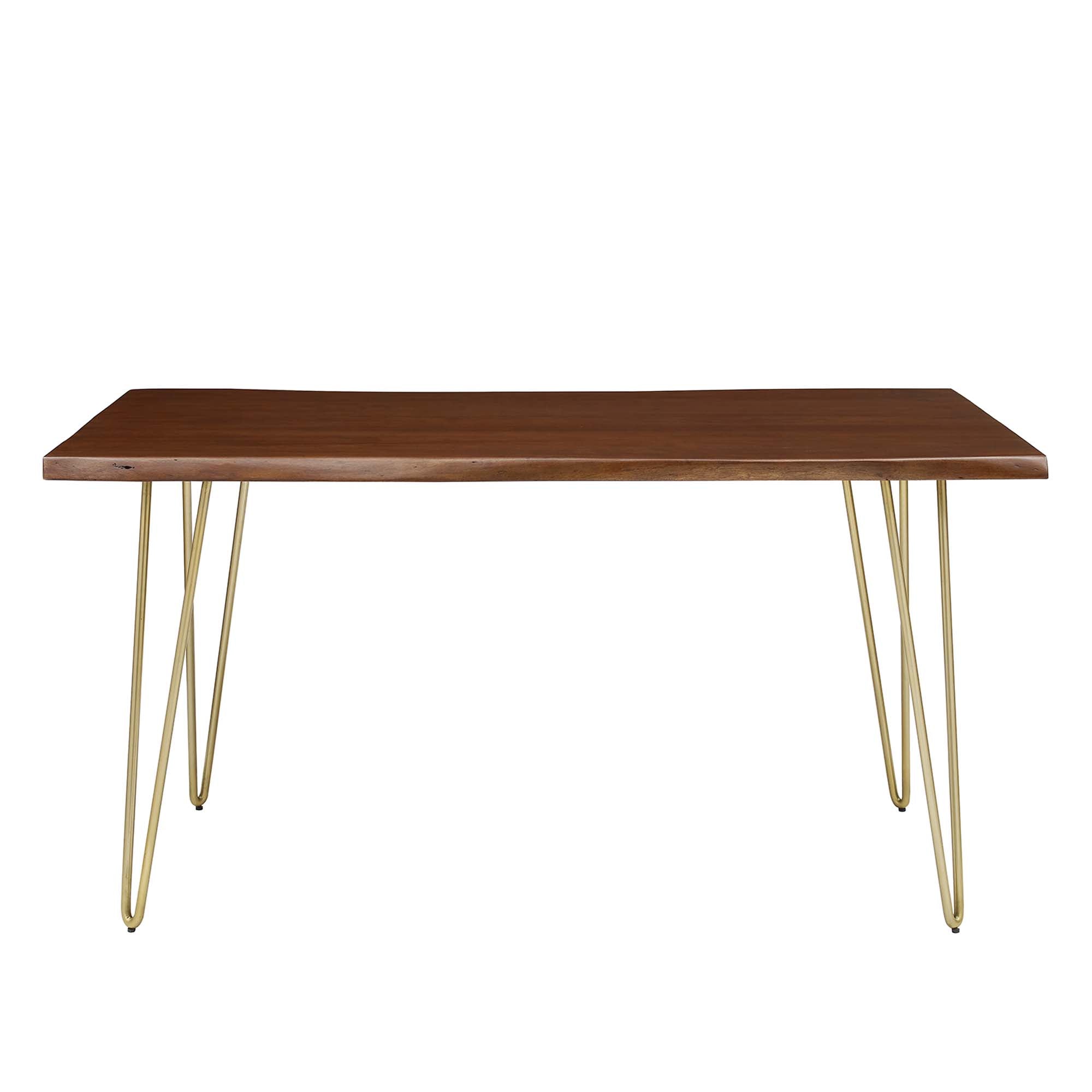 Ardor 60" Live Edge Acacia Wood Acacia Wood Dining Table, Gold Walnut
