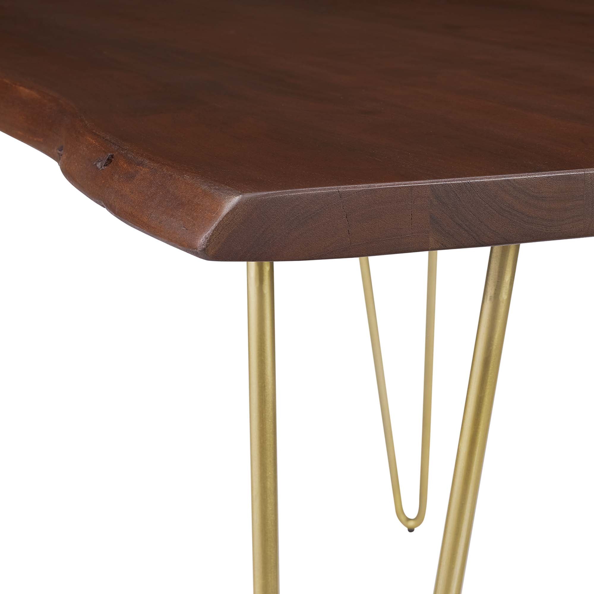 Ardor 60" Live Edge Acacia Wood Acacia Wood Dining Table, Gold Walnut