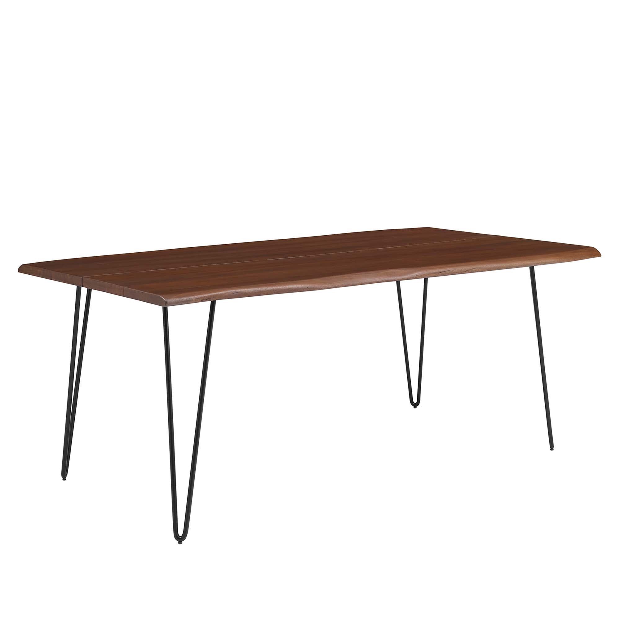 Ardor 74" Live Edge Acacia Wood Acacia Wood Dining Table, Black Walnut