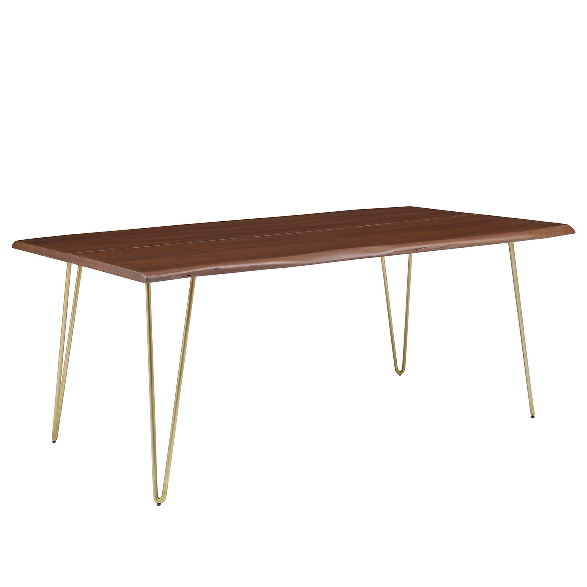 Ardor 74" Live Edge Acacia Wood Acacia Wood Dining Table, Gold Walnut