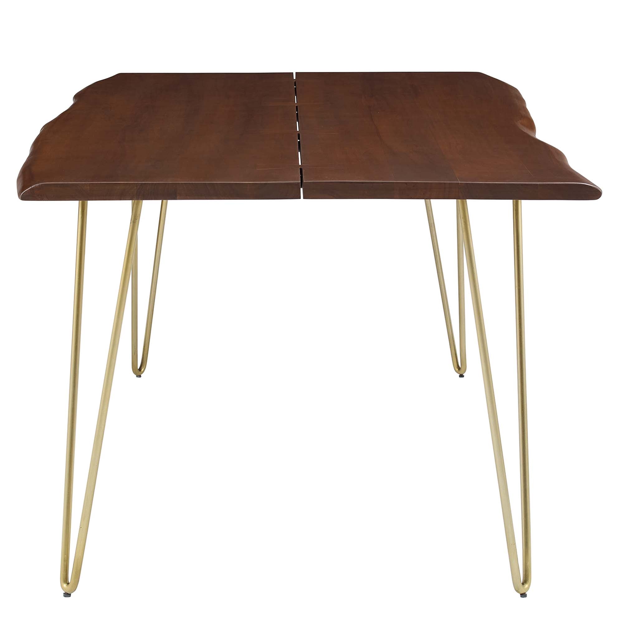 Ardor 74" Live Edge Acacia Wood Acacia Wood Dining Table, Gold Walnut