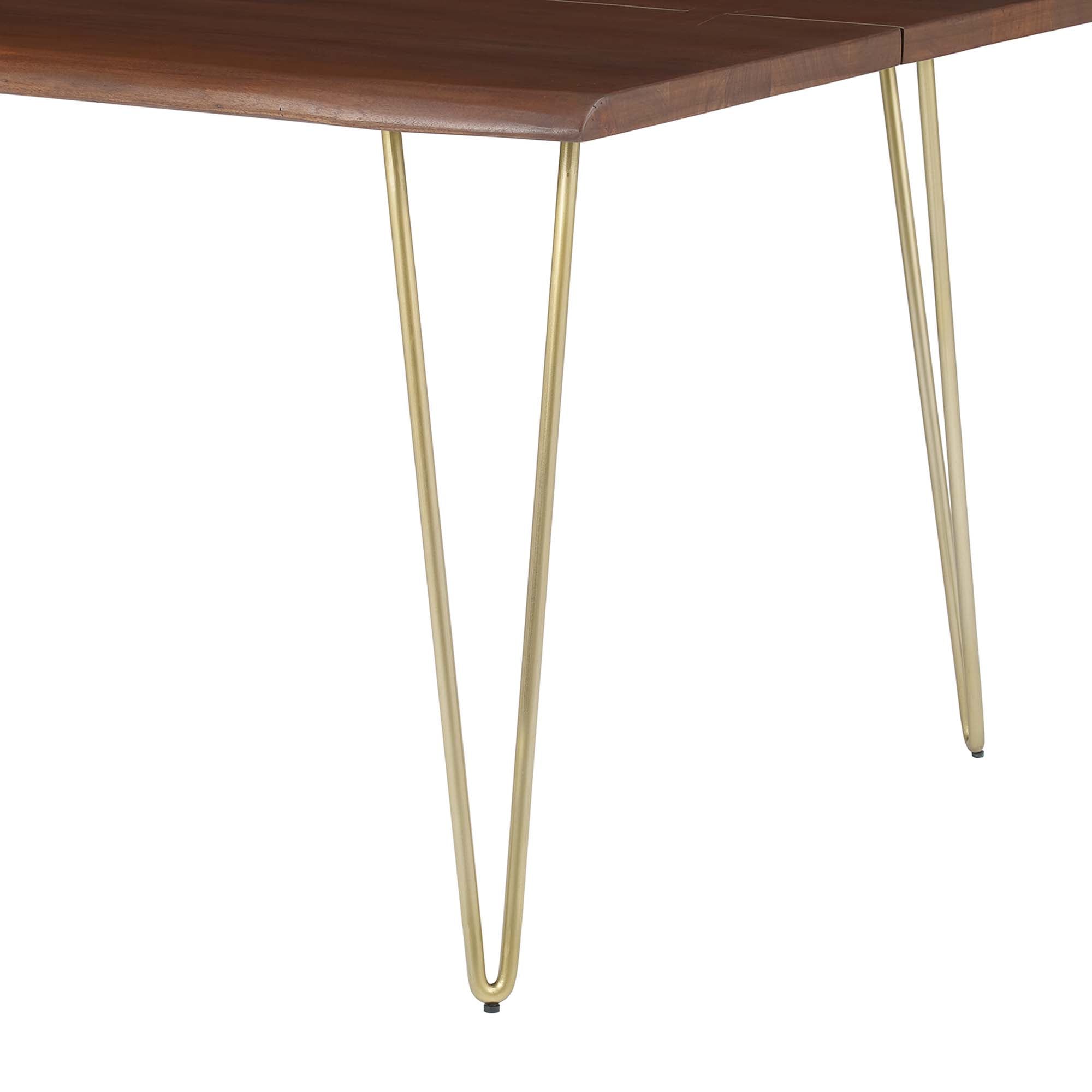 Ardor 74" Live Edge Acacia Wood Acacia Wood Dining Table, Gold Walnut