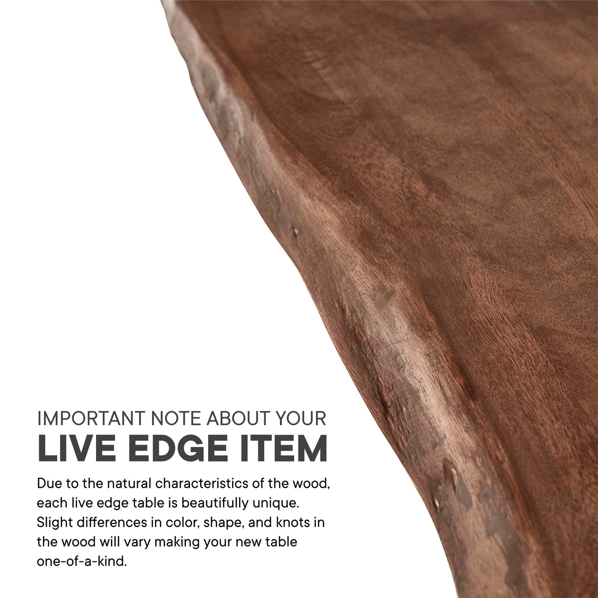 Ardor 74" Live Edge Acacia Wood Acacia Wood Dining Table, Gold Walnut
