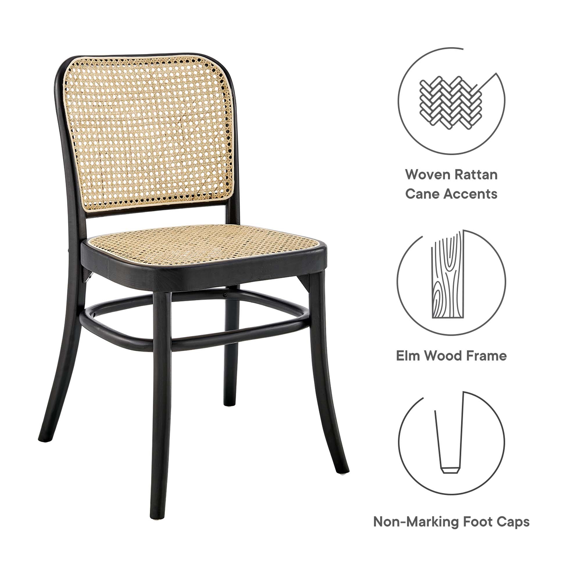 Winona Wood Dining Side Chair Set of 2, Black