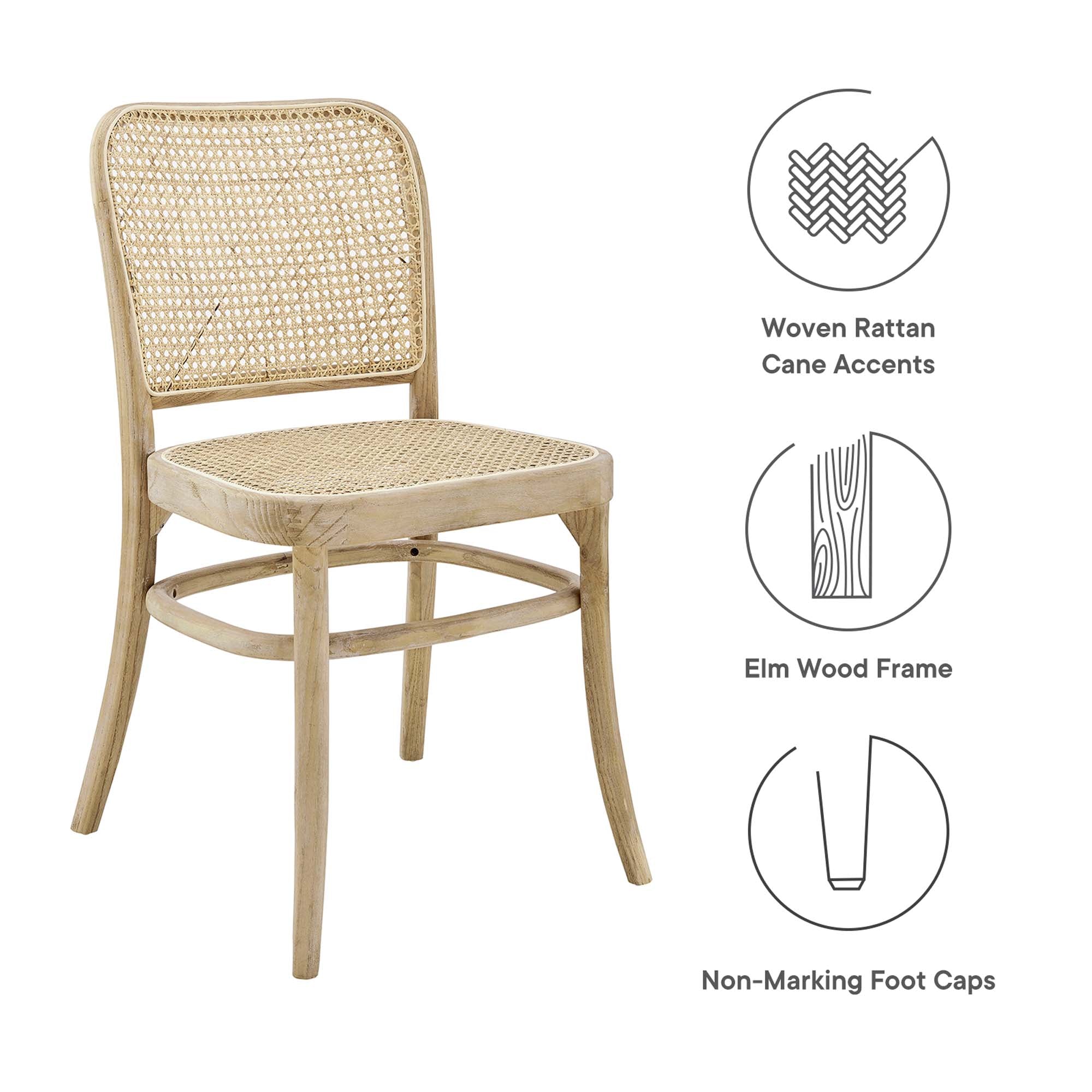 Winona Wood Dining Side Chair Set of 2, Gray