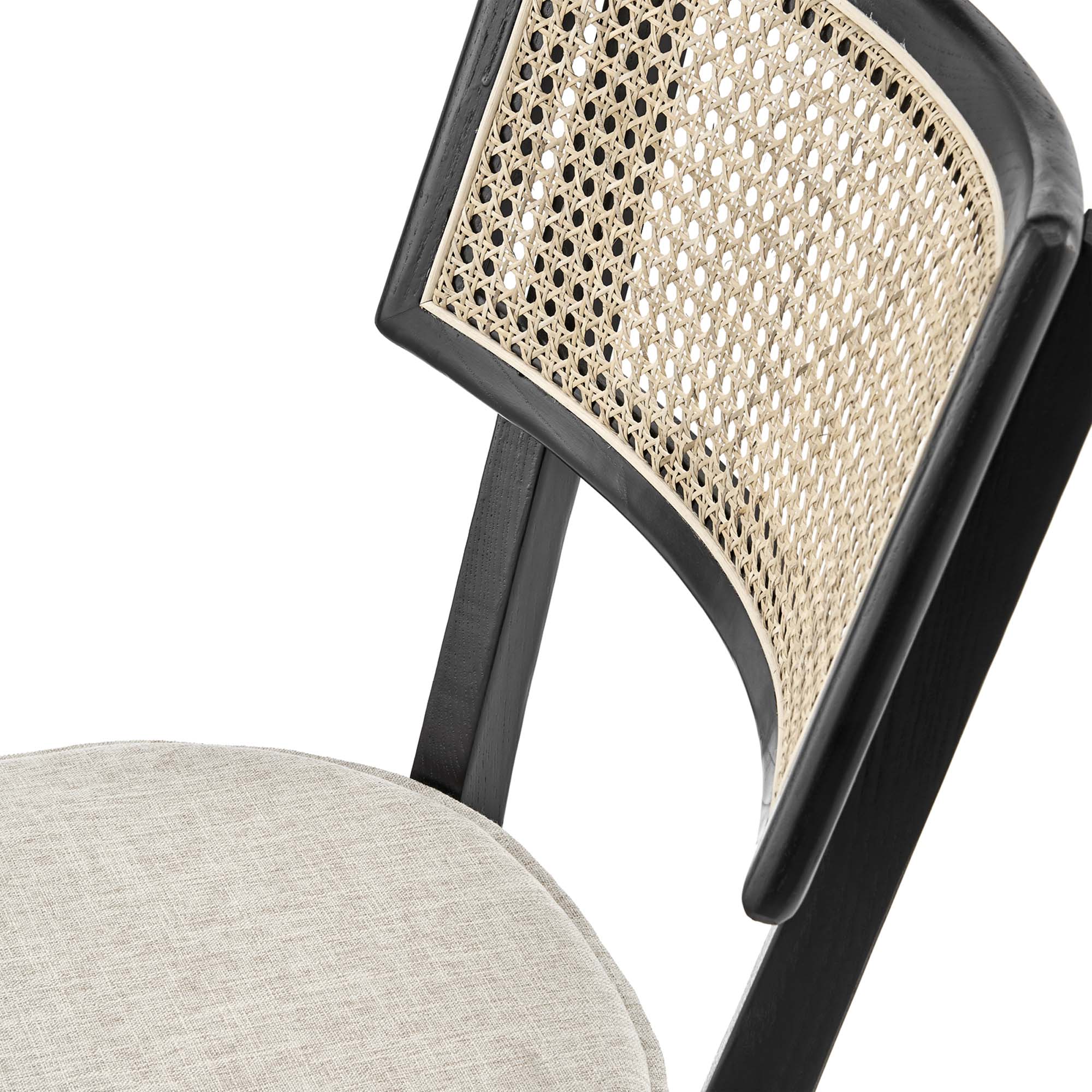 Caledonia Fabric Upholstered Wood Dining Chair Set of 2, Black Beige