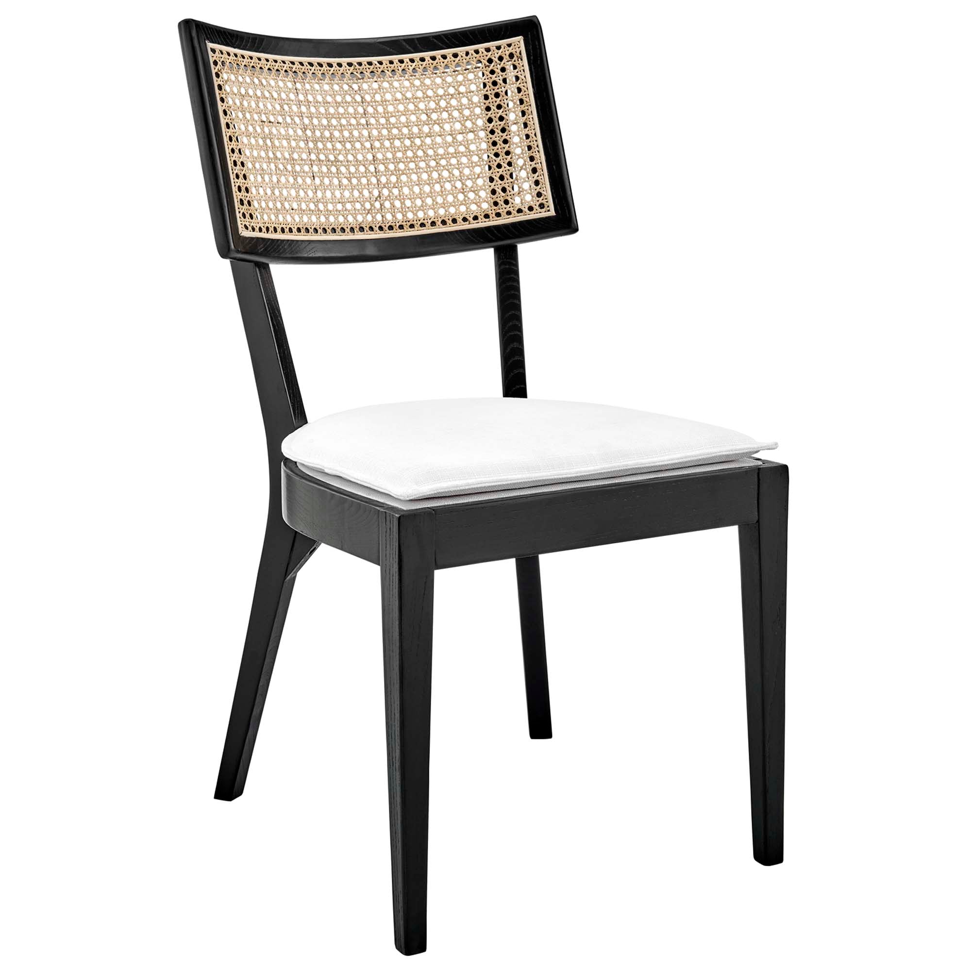 Caledonia Fabric Upholstered Wood Dining Chair Set of 2, Black White
