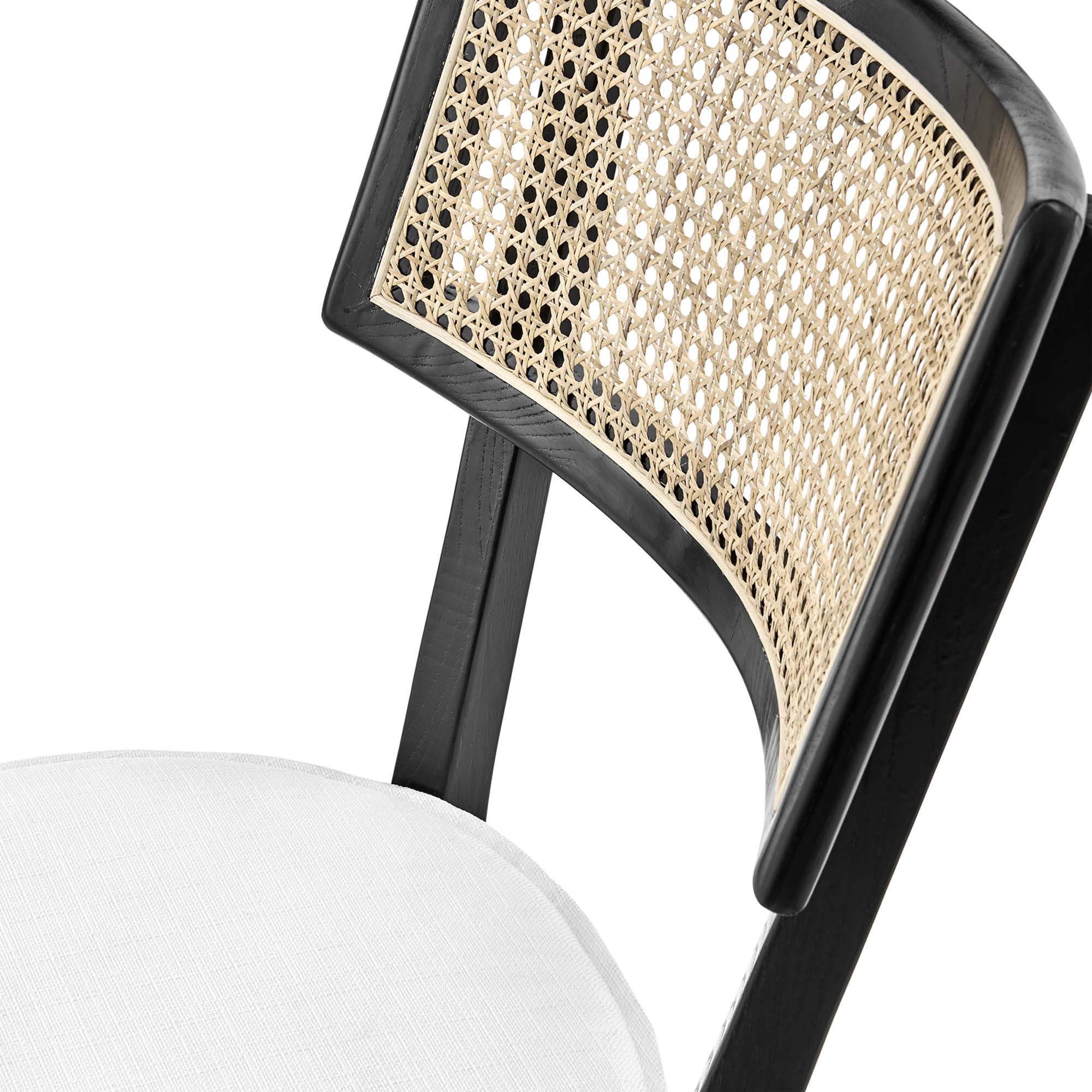 Caledonia Fabric Upholstered Wood Dining Chair Set of 2, Black White
