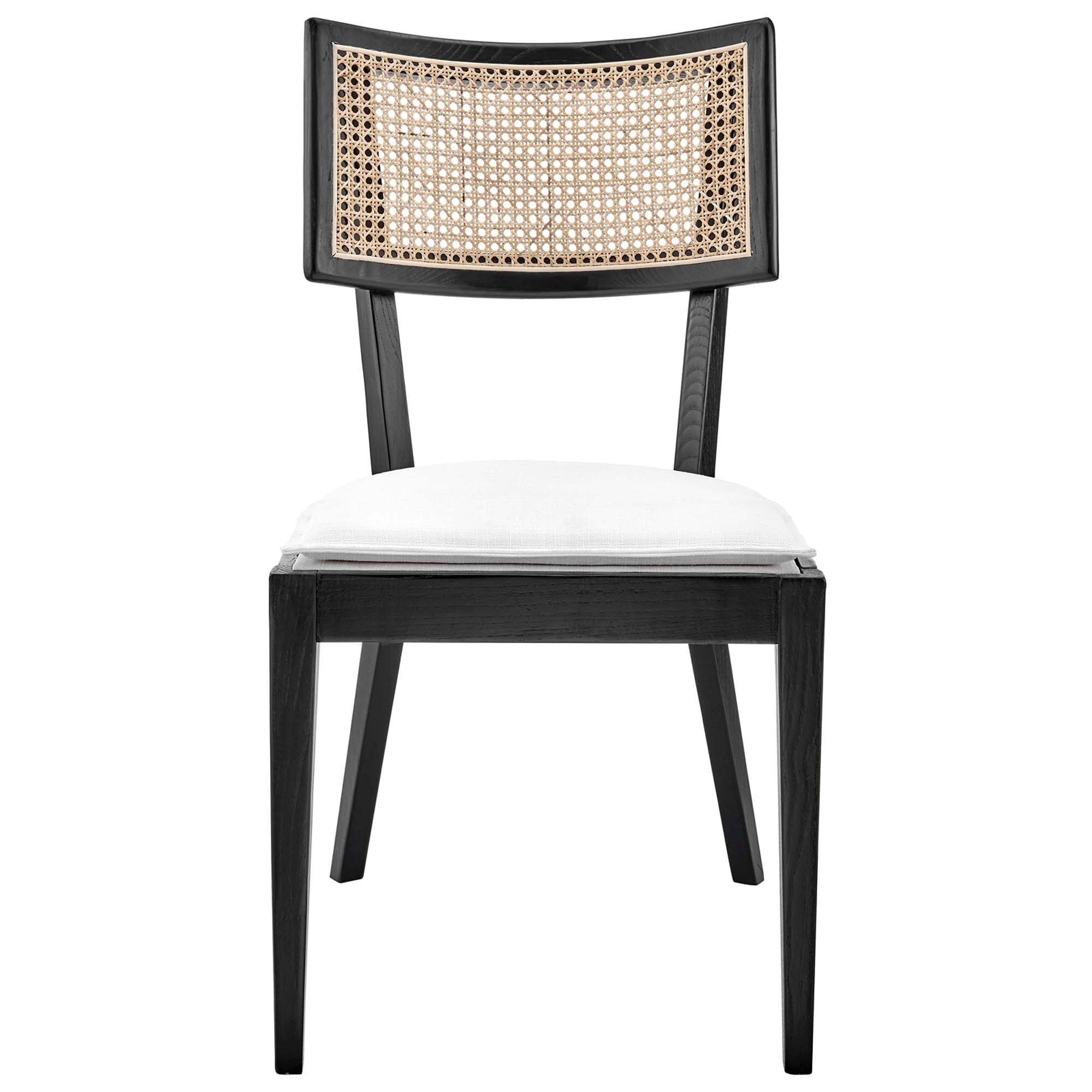 Caledonia Fabric Upholstered Wood Dining Chair Set of 2, Black White