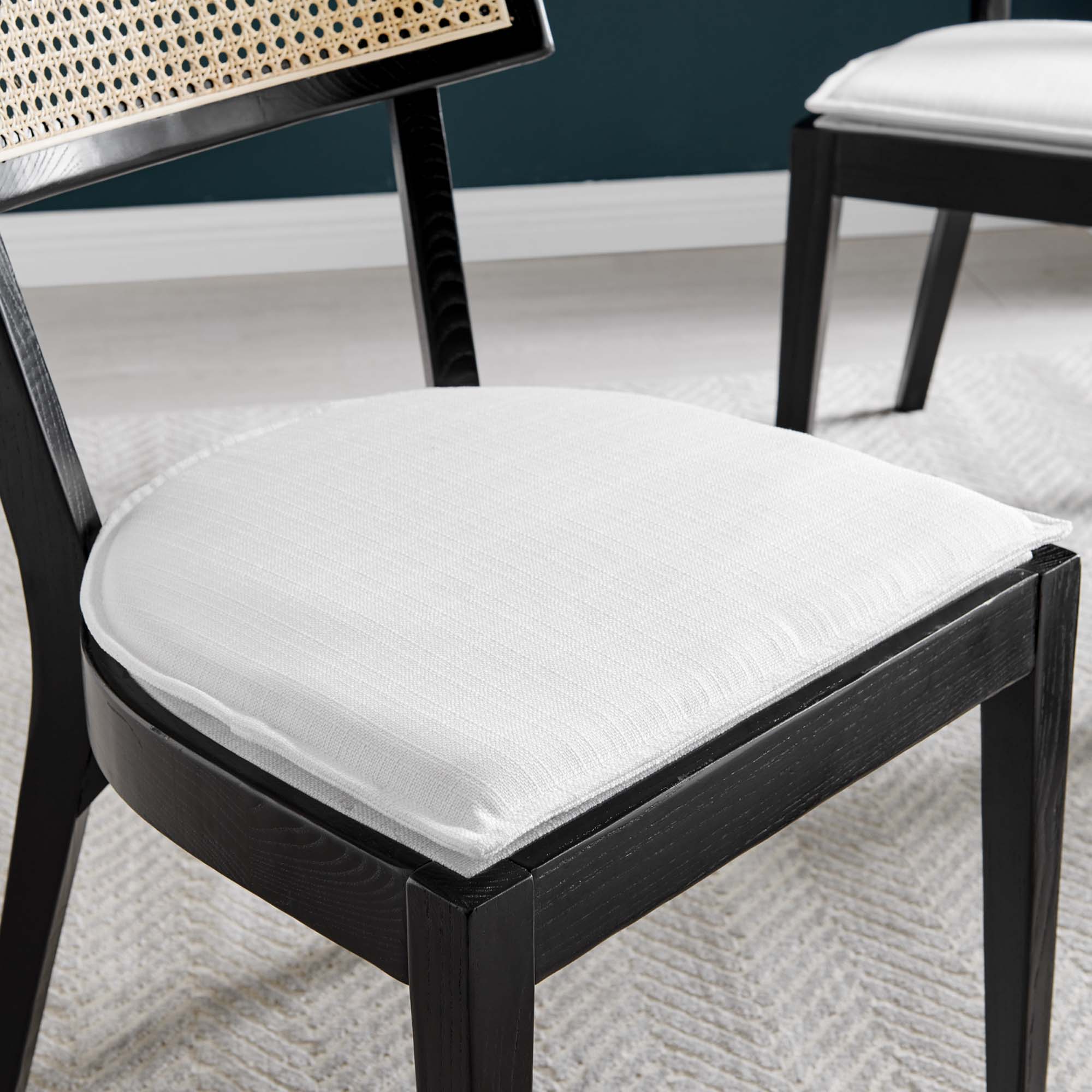 Caledonia Fabric Upholstered Wood Dining Chair Set of 2, Black White