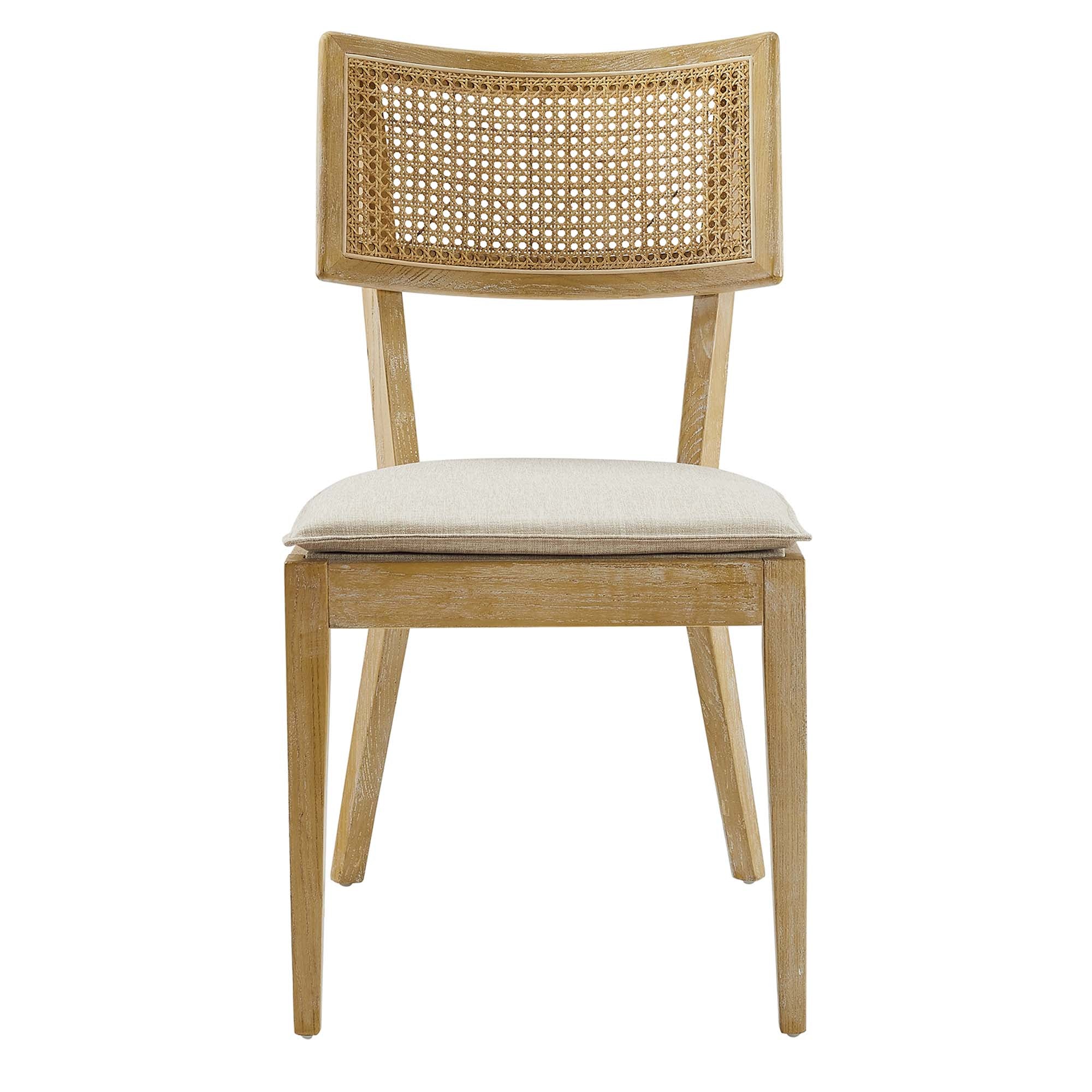 Caledonia Fabric Upholstered Wood Dining Chair Set of 2, Gray Beige