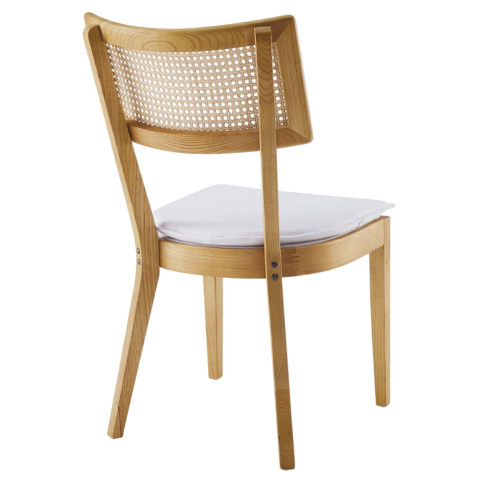 Caledonia Fabric Upholstered Wood Dining Chair Set of 2, Natural White