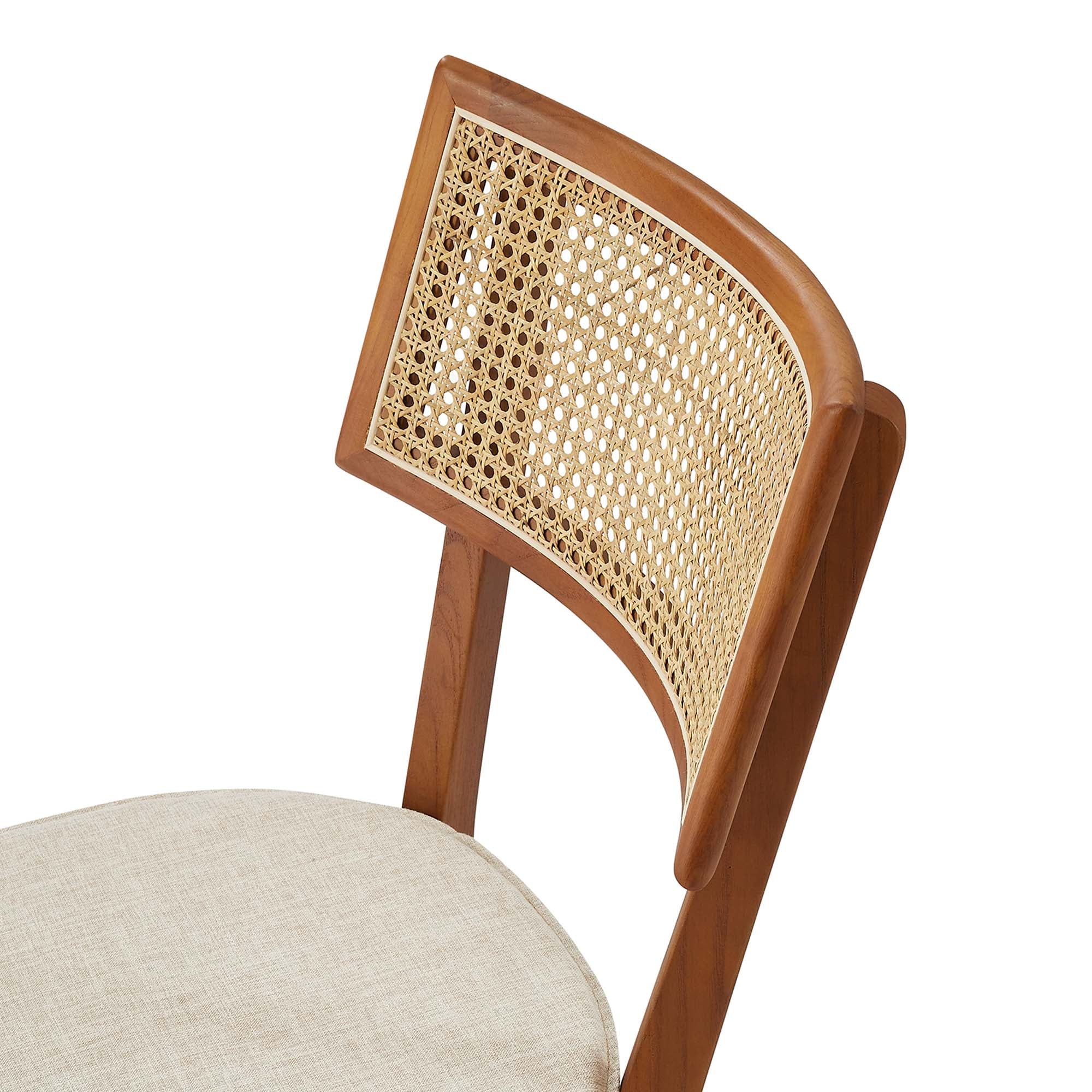 Caledonia Fabric Upholstered Wood Dining Chair Set of 2, Walnut Beige
