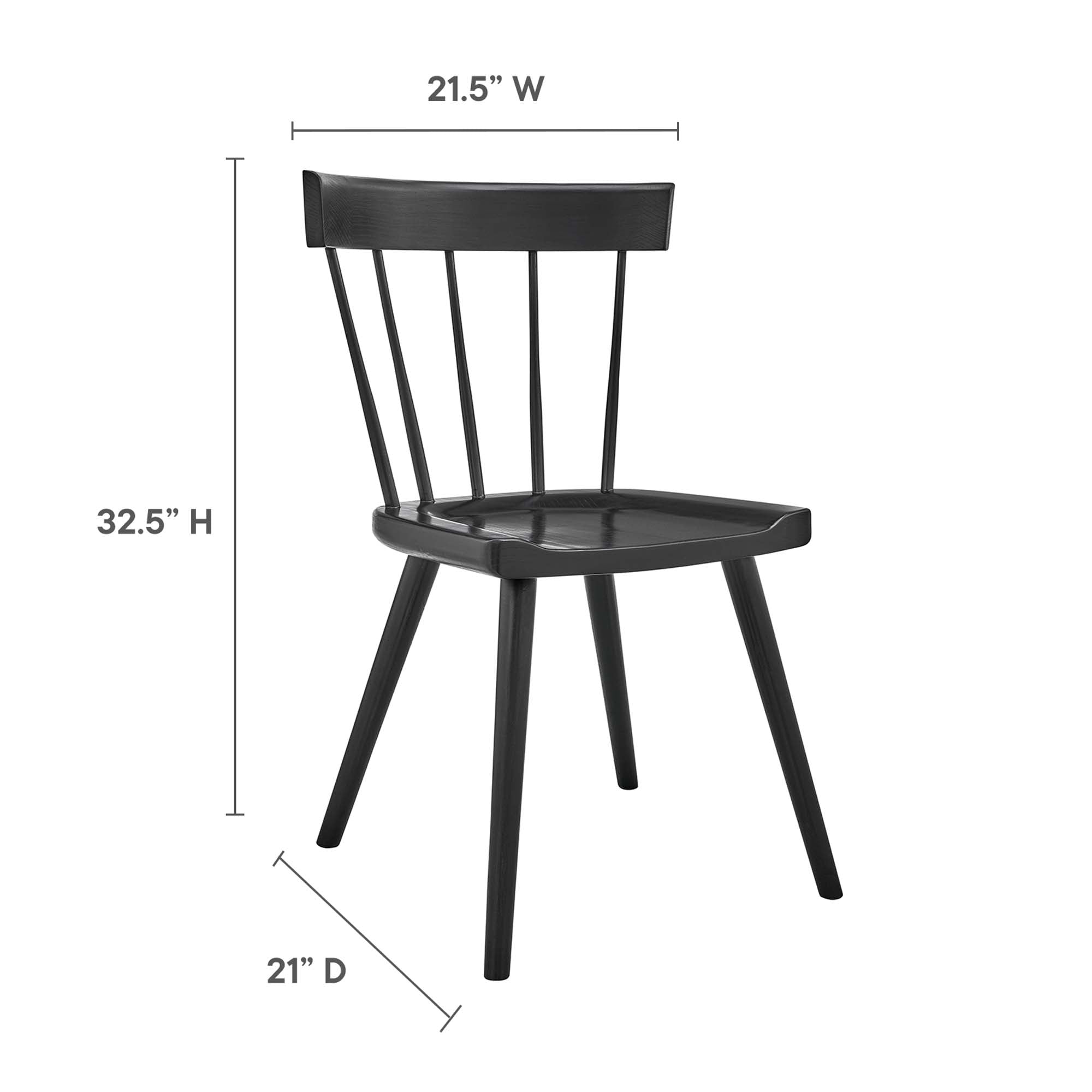 Sutter Wood Dining Side Chair Set of 2, Black