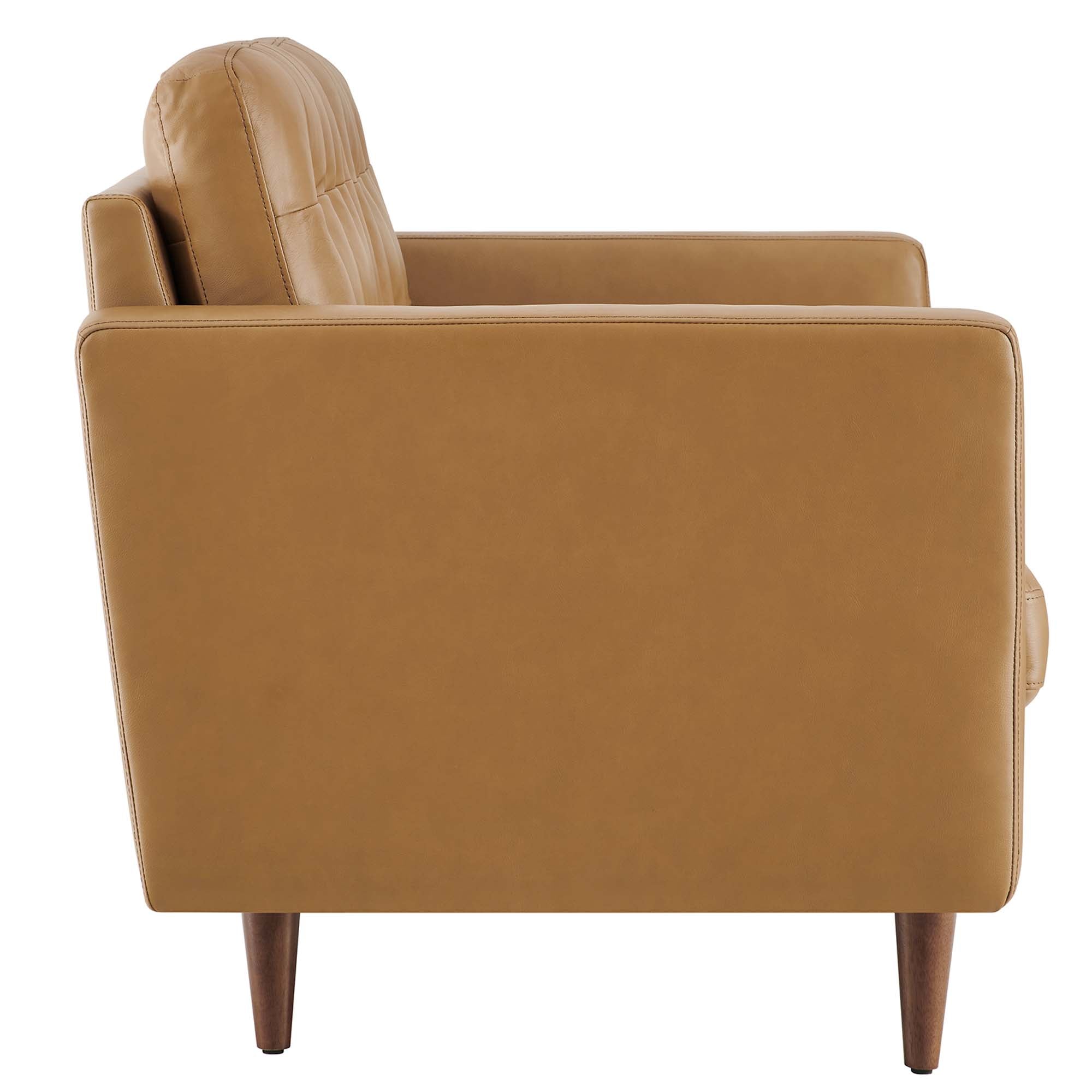 Exalt Tufted Leather Loveseat, Tan