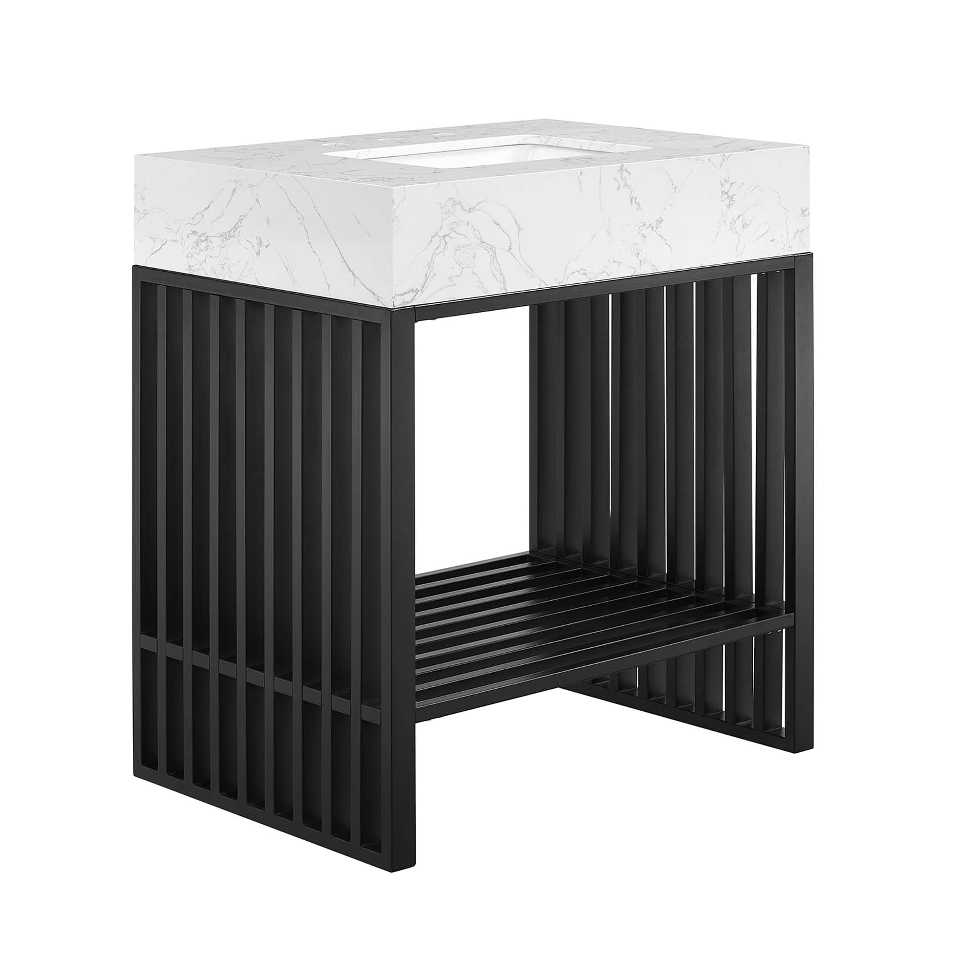 Gridiron 30" Bathroom Vanity, White Black