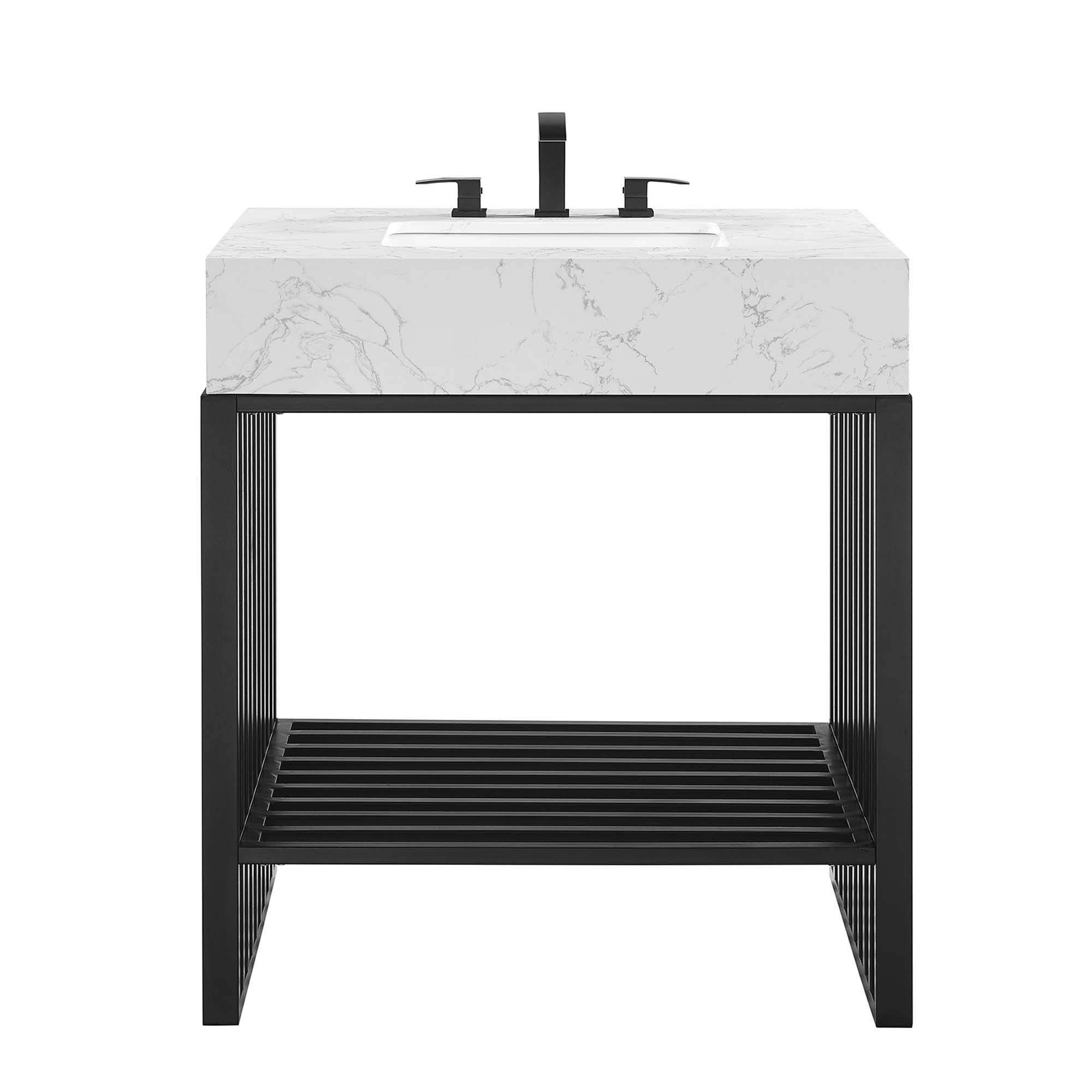 Gridiron 30" Bathroom Vanity, White Black