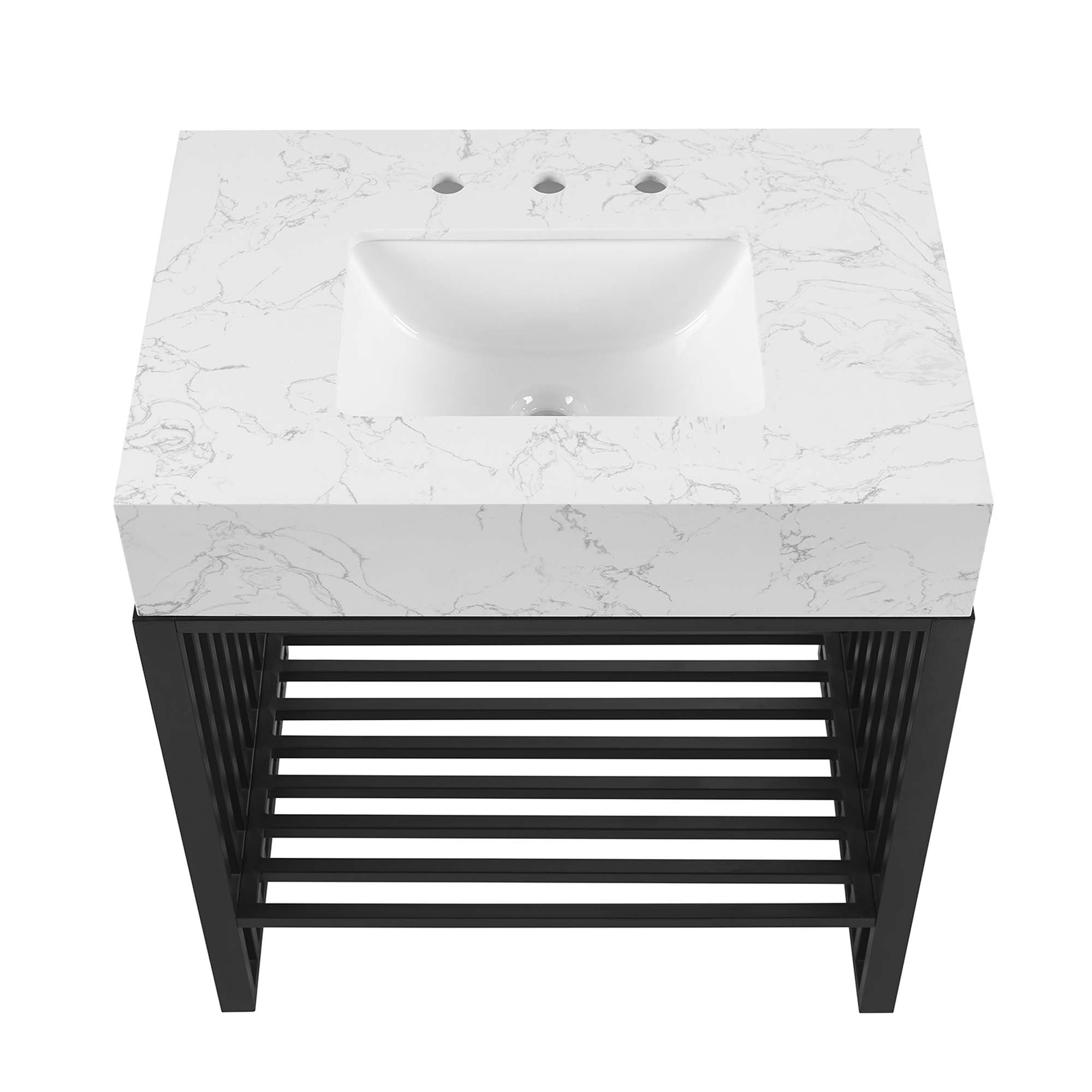 Gridiron 30" Bathroom Vanity, White Black