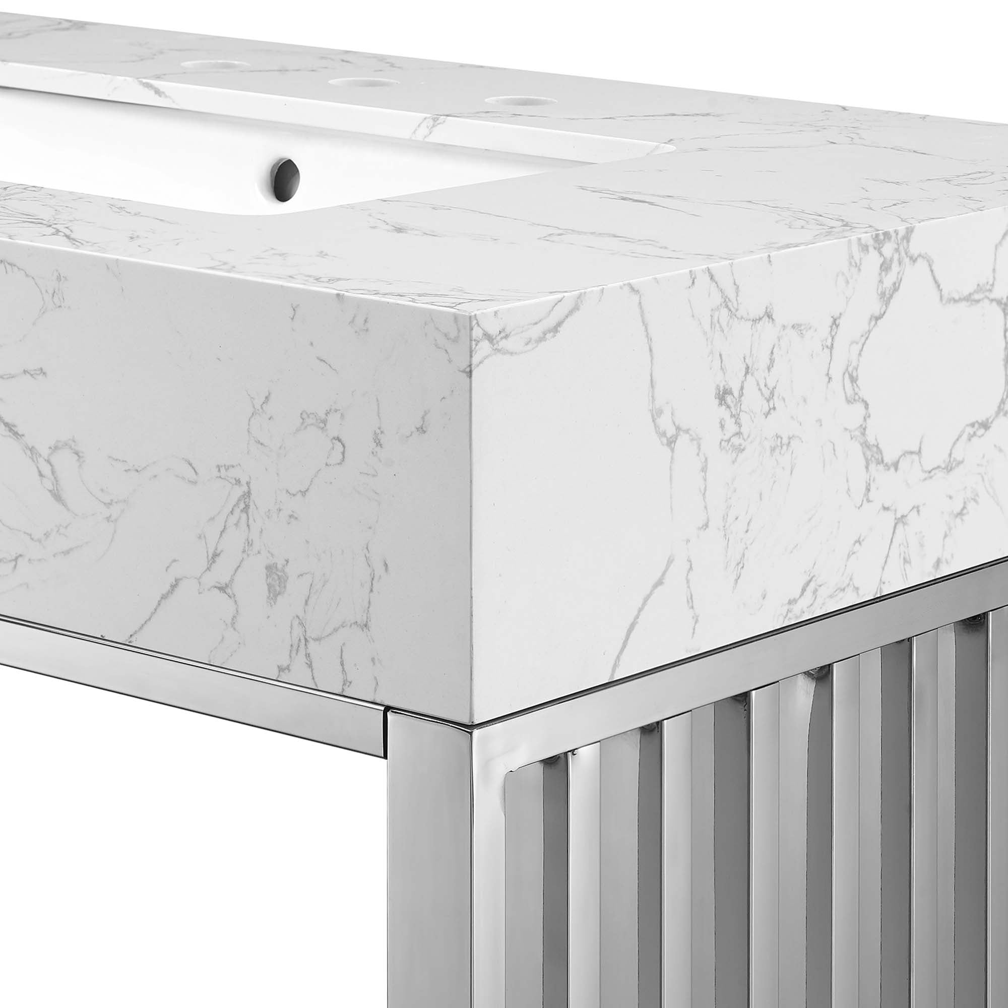 Gridiron 36" Bathroom Vanity, White Silver