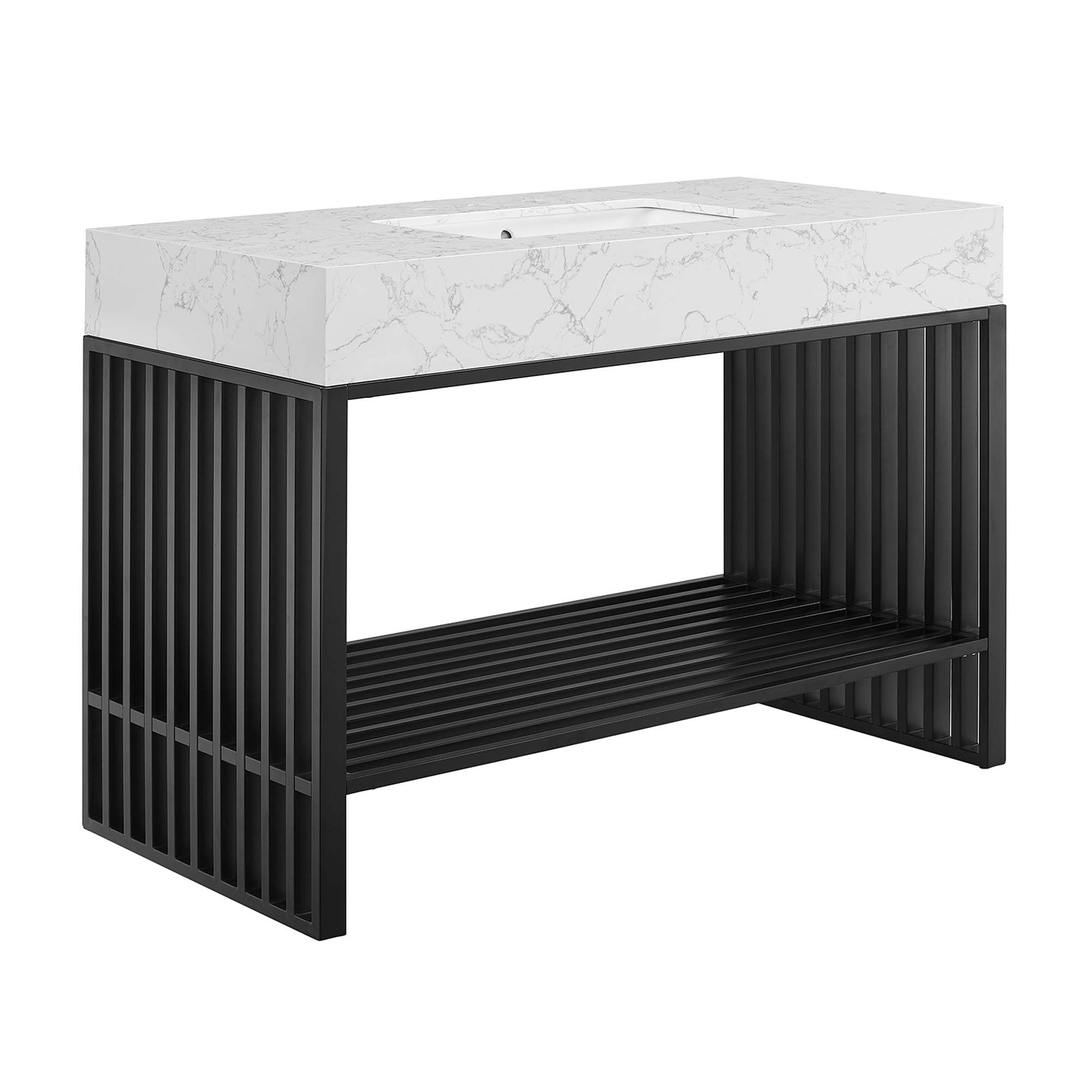 Gridiron 48" Bathroom Vanity, White Black